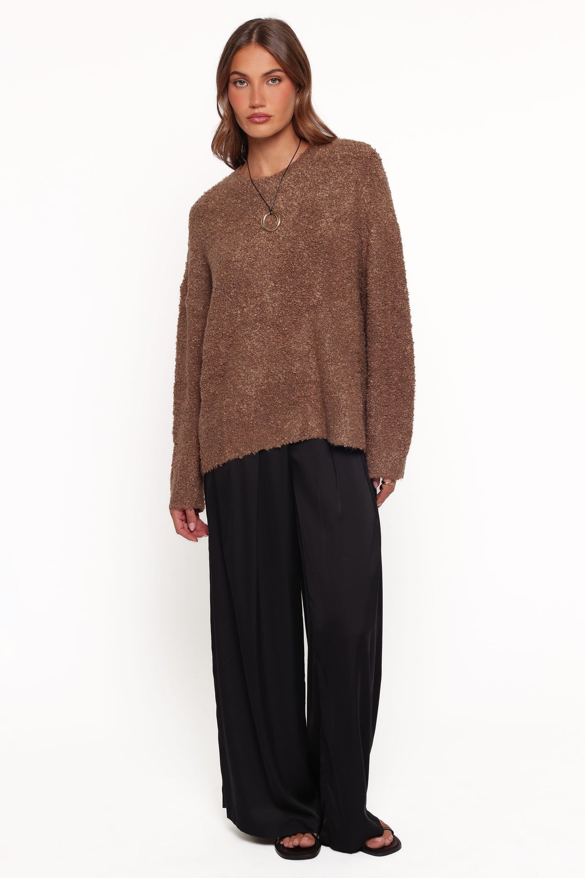 Freida Boucle Knit Sweater in Brown – view 2 of 5