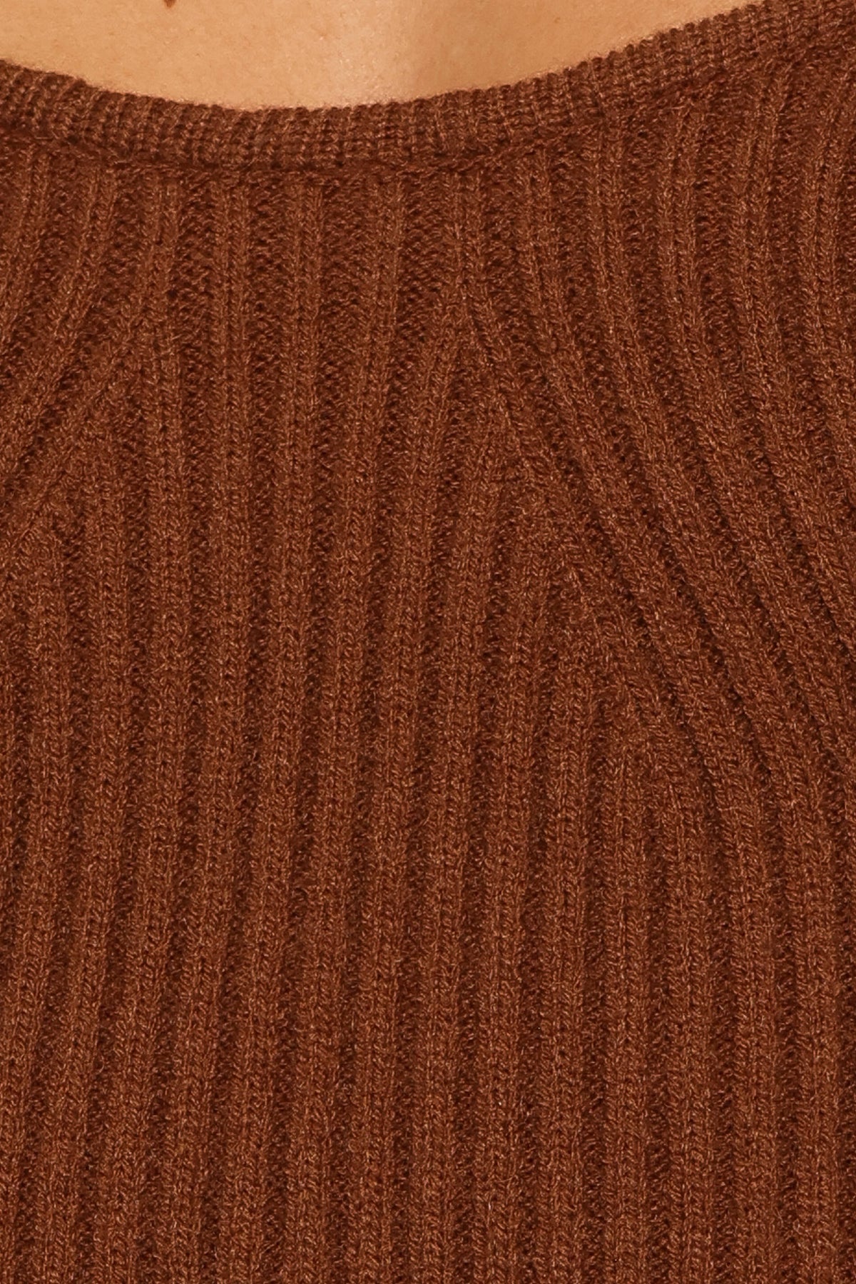 Gia Sweetheart Neck Bell Sleeve Knit Sweater in Chocolate – view 6 of 6