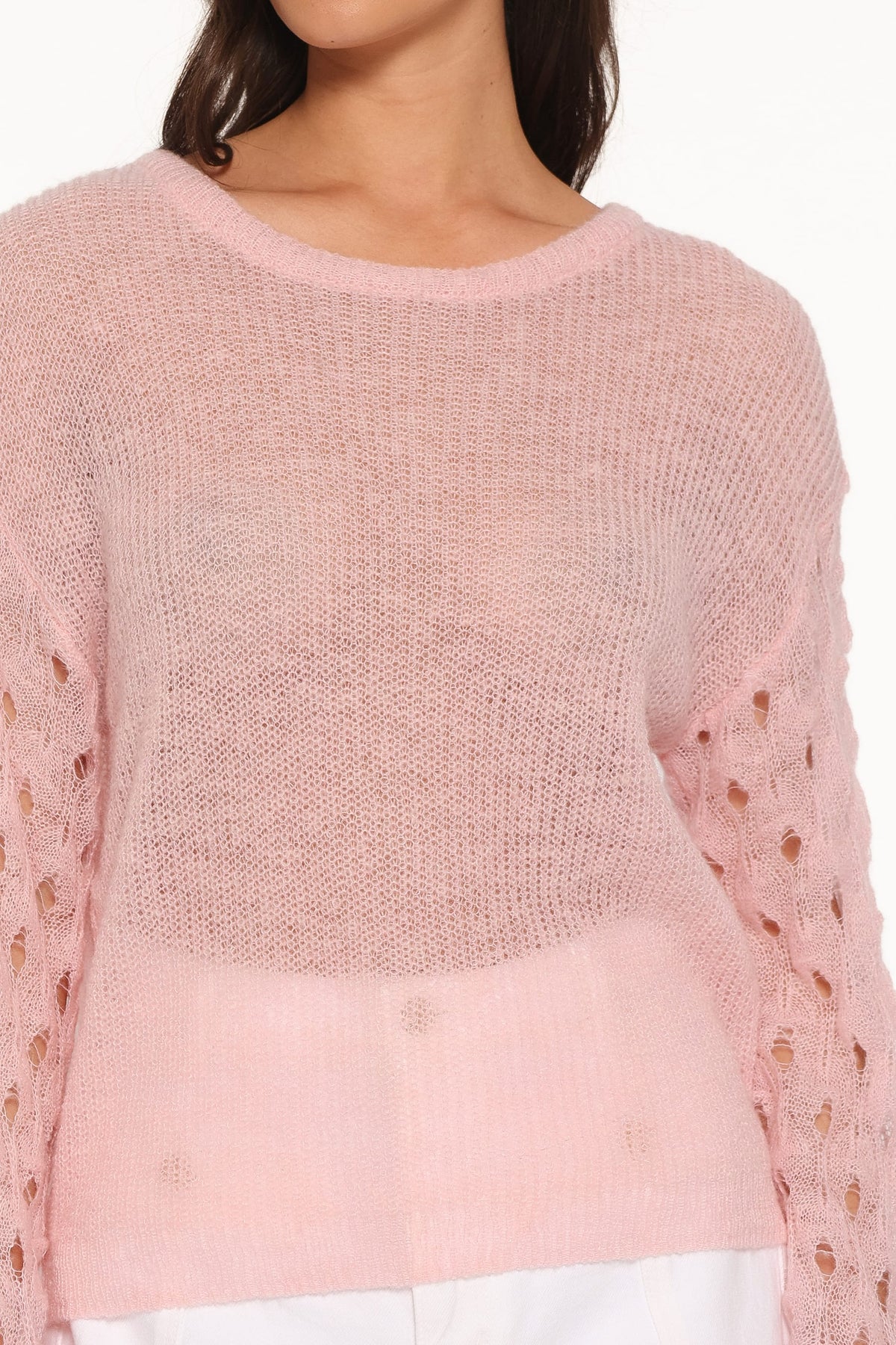 Janina Open Stitch Sweater in Pink – view 6 of 7