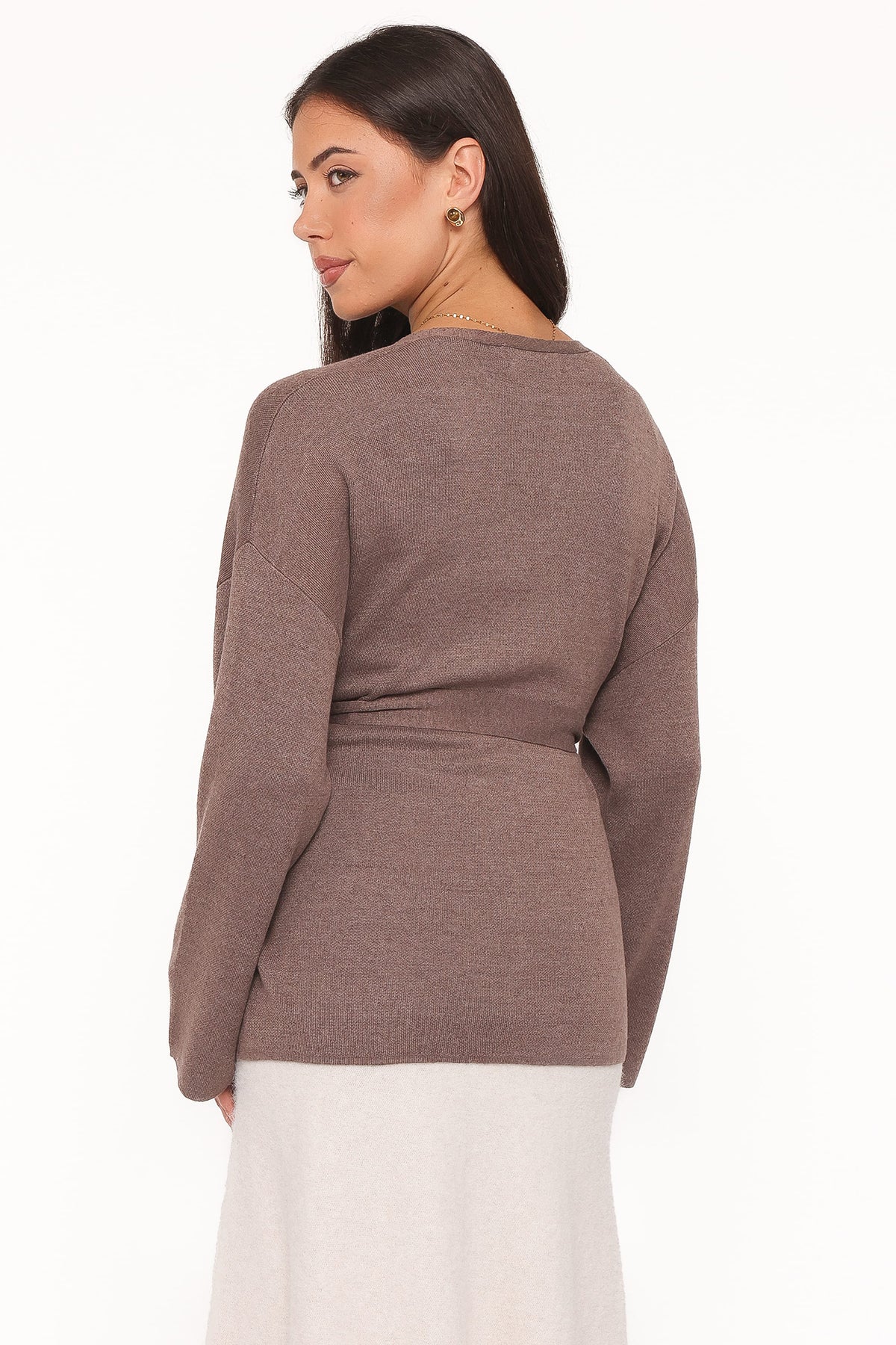 Mallory Wrap Cardigan in Brown – view 4 of 6