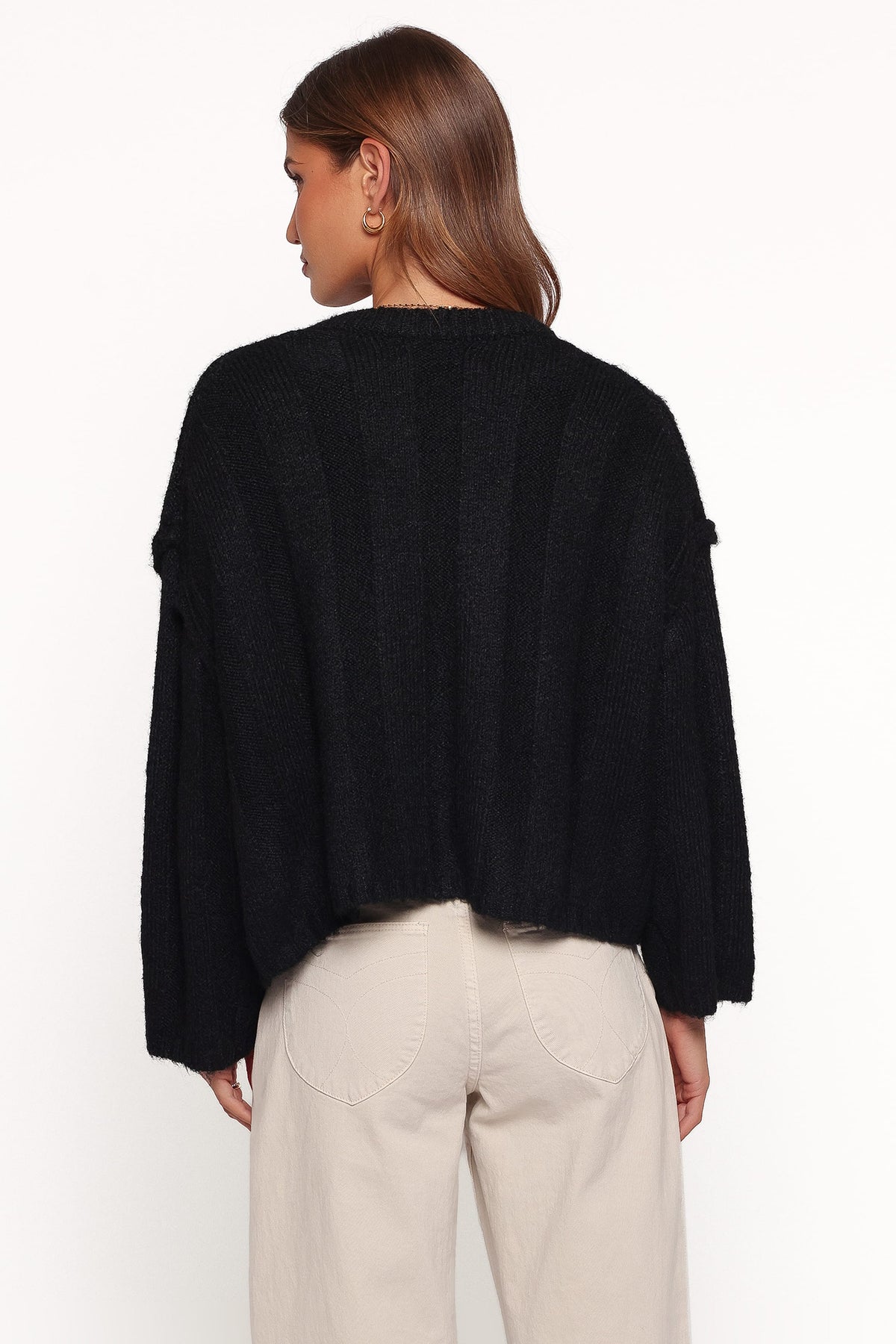 Mayven Boxy Wide Rib Sweater in Black – view 4 of 6