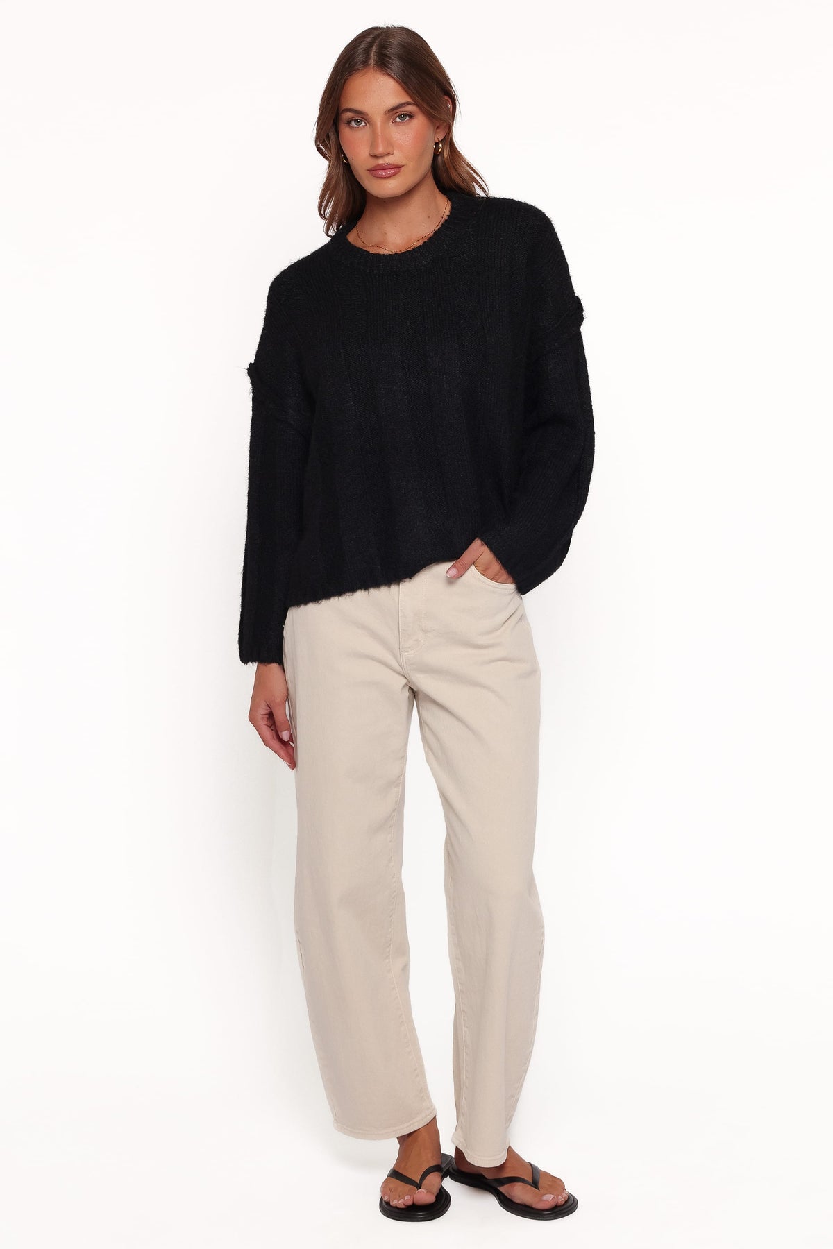 Mayven Boxy Wide Rib Sweater in Black – view 5 of 6