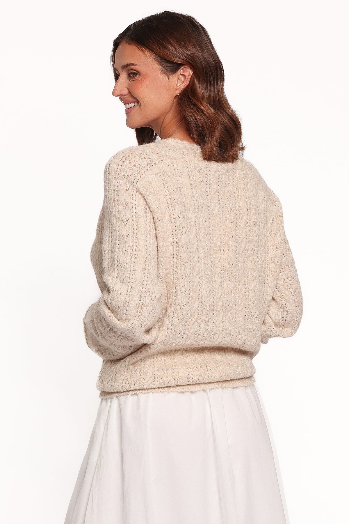 Reece Pointelle Sweater in Sand – view 4 of 7
