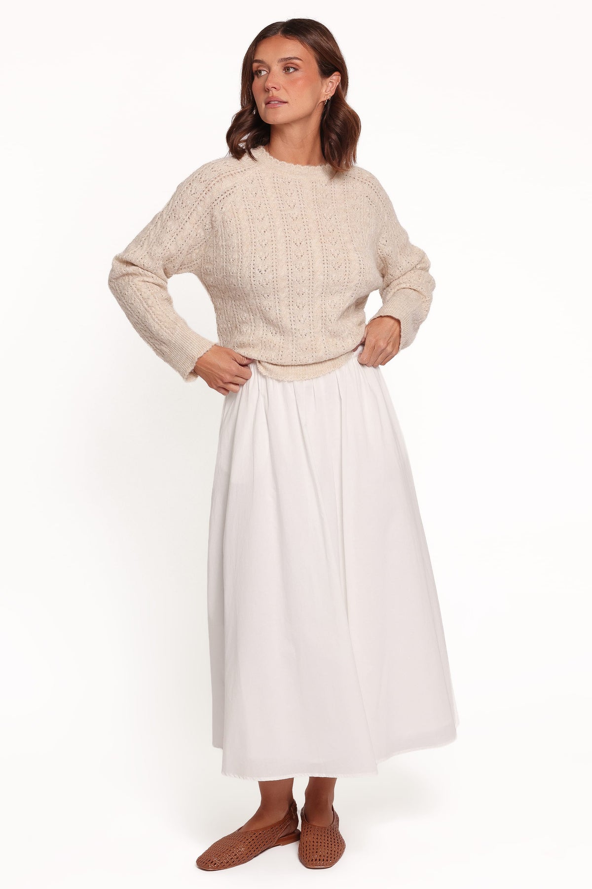 Reece Pointelle Sweater in Sand – view 5 of 7