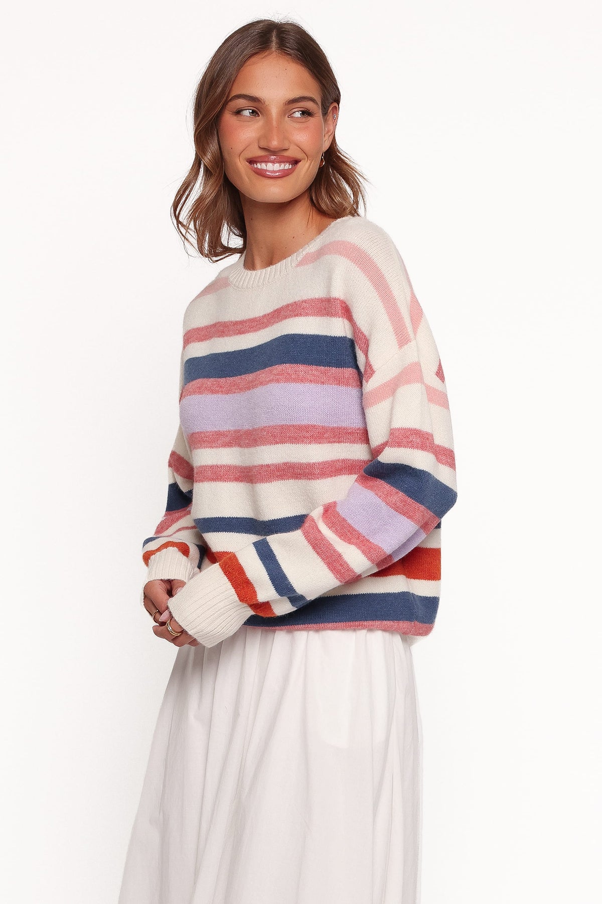 Saski Knit Sweater in Cream Multi Stripe – view 4 of 6