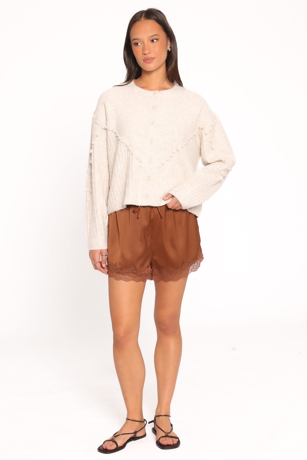 Tiziana Bobble Cardigan in Oatmeal – view 6 of 14