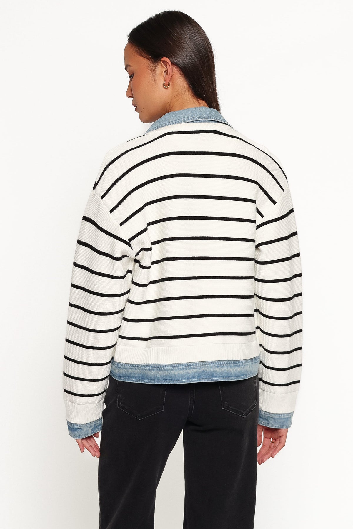 Uma Denim Collar Cardigan in Cream – view 4 of 6