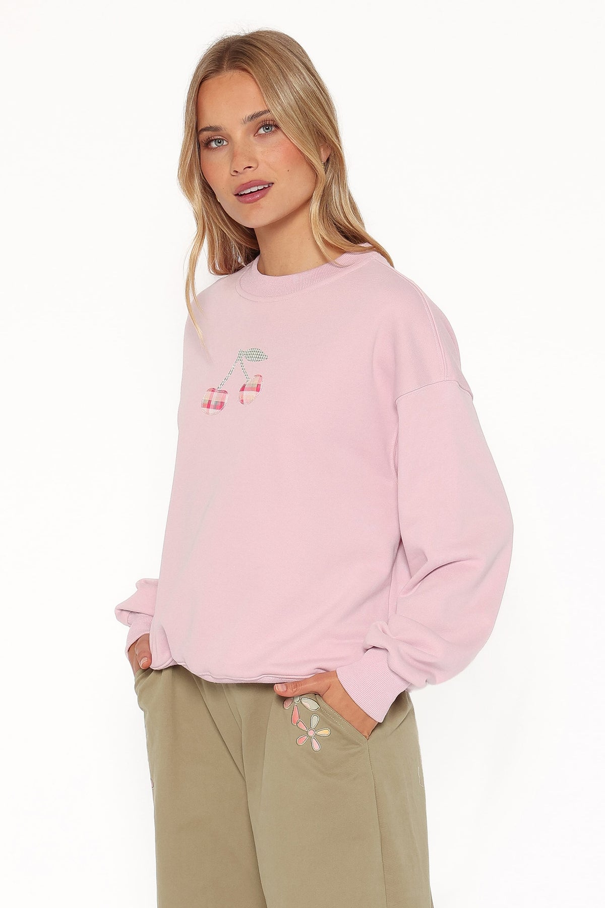 Cayley Patchwork Sweatshirt in Pink Cherry – view 4 of 7