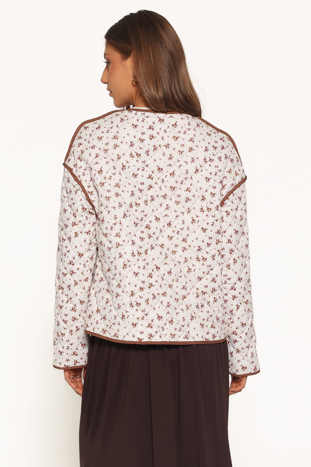 Cindie Quilted Jacket in Brown Ditsy Floral – view 4 of 6