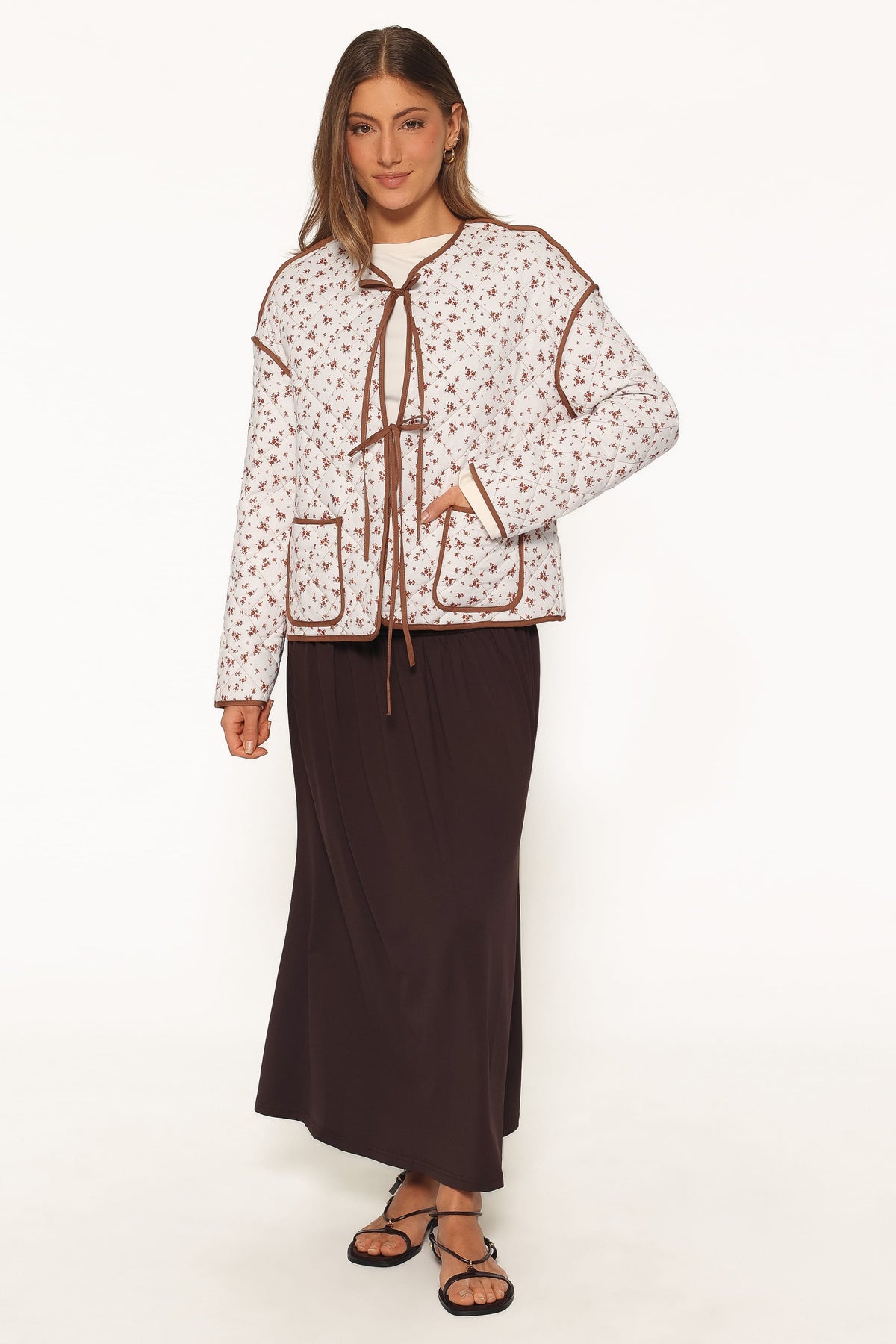 Cindie Quilted Jacket in Brown Ditsy Floral – view 5 of 6