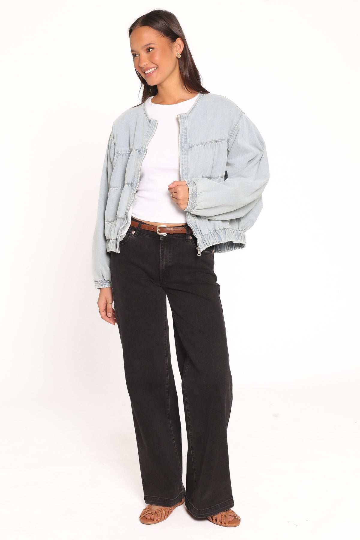 Gretal Denim Bomber Jacket in Light Blue Wash – view 3 of 4
