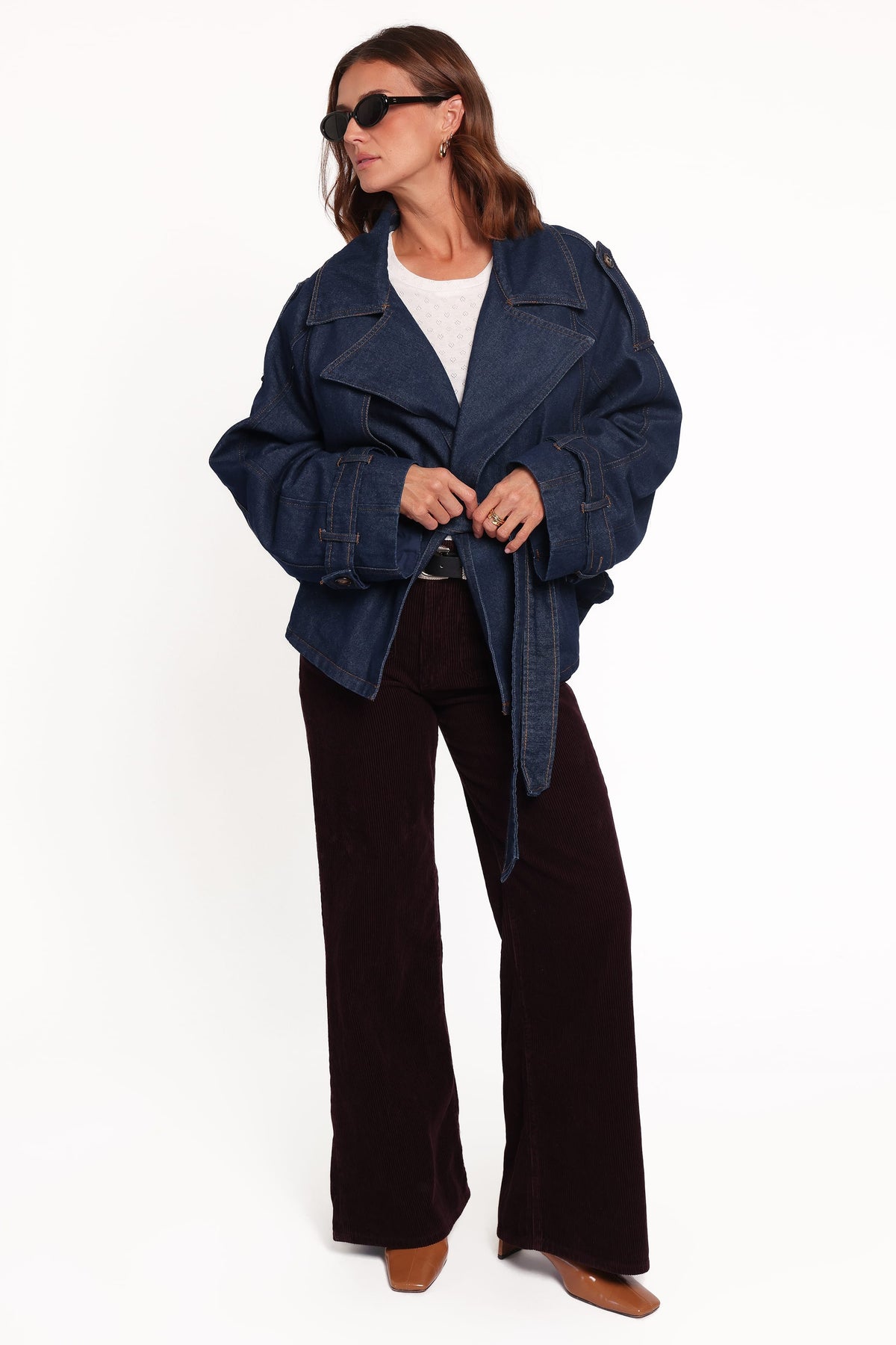 Miranda Cropped Denim Trench in Indigo Wash – view 6 of 7