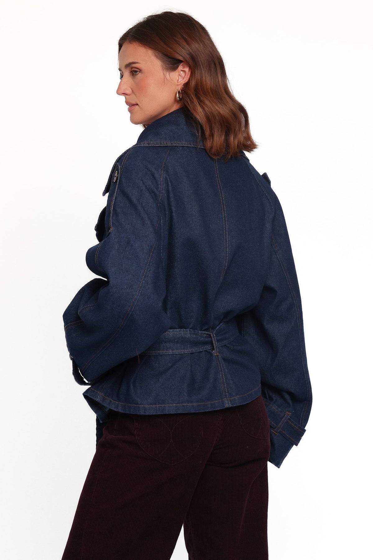 Miranda Cropped Denim Trench in Indigo Wash – view 4 of 7