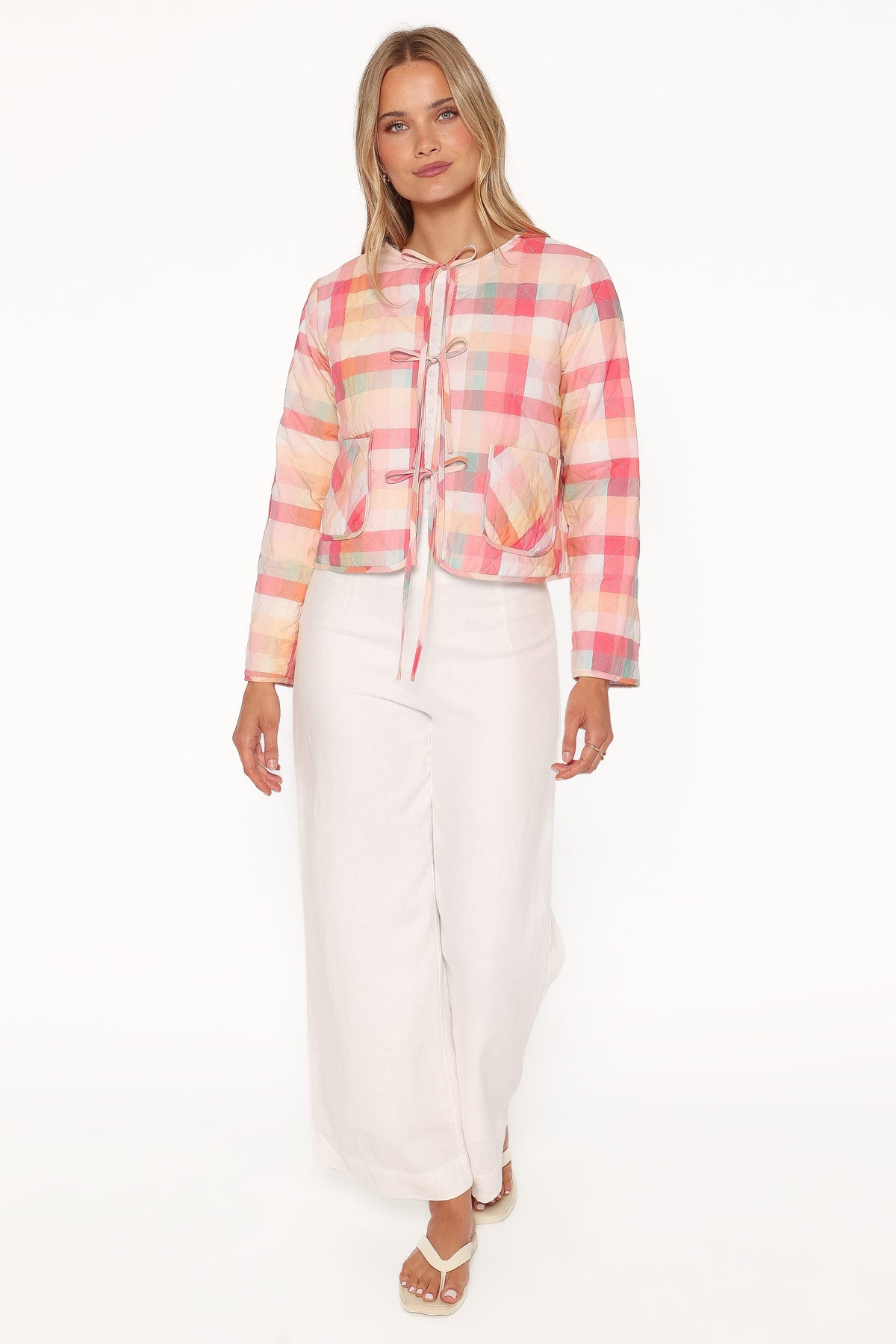 Percy Reversible Quilted Jacket in Blue Garden Stripe – view 6 of 10
