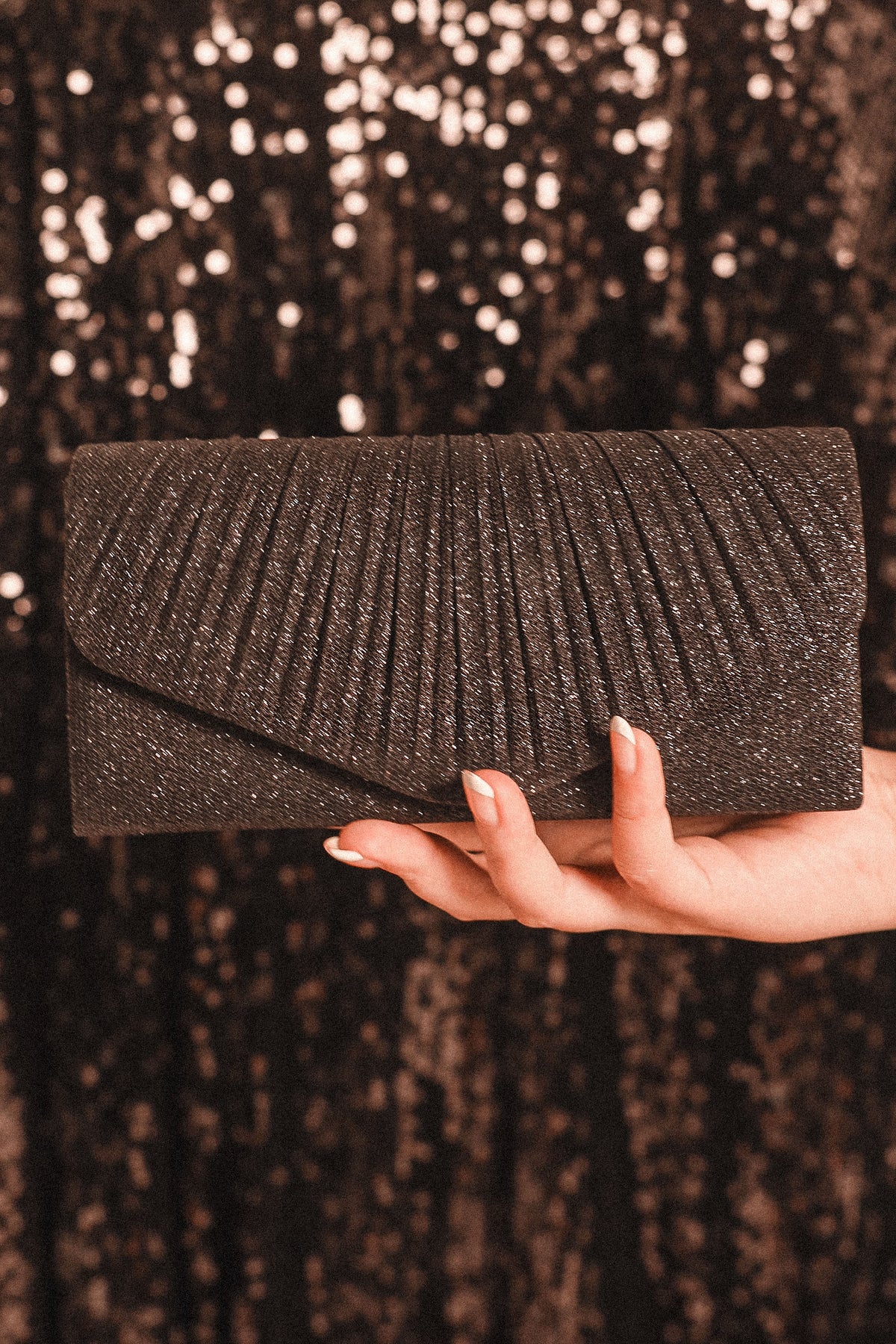Audrina Clutch in Black Sparkle – view 2 of 2