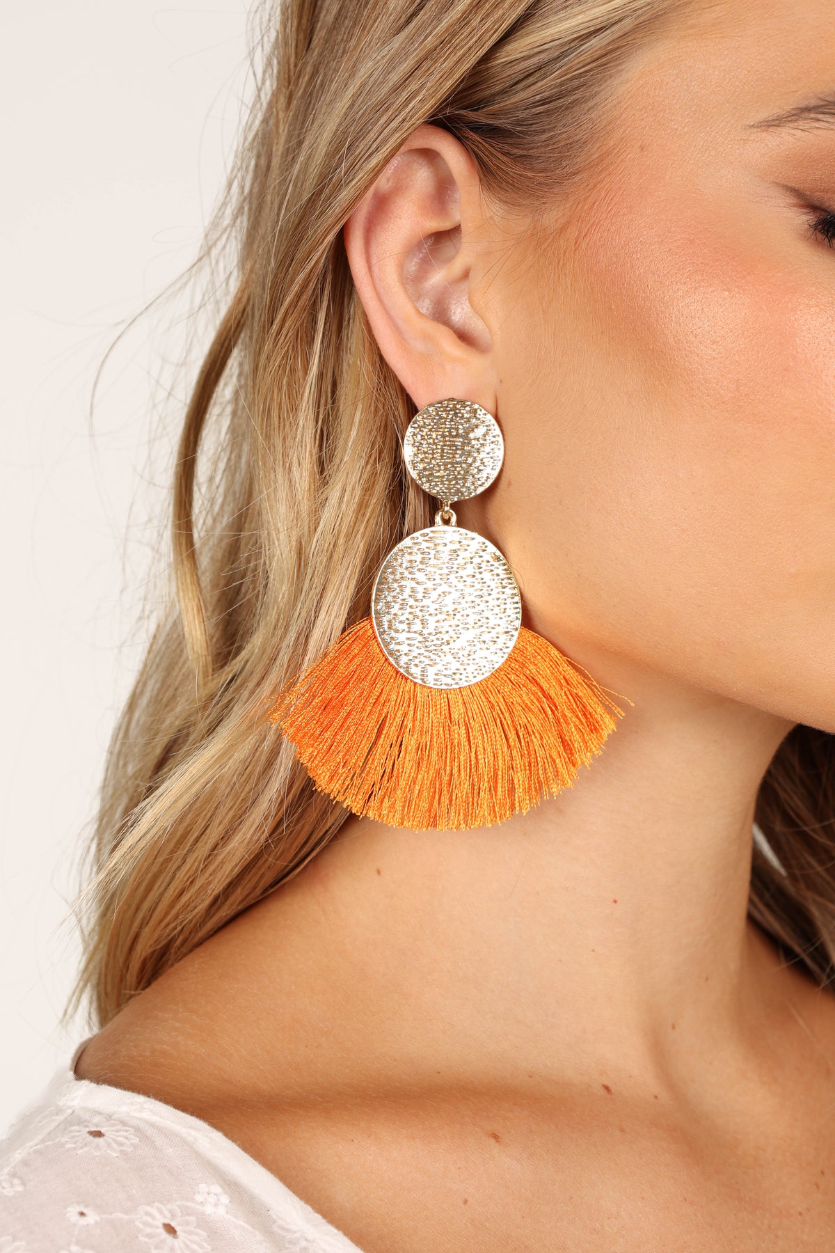 Eloise Tassel Earrings in Gold/Orange – view 4 of 4