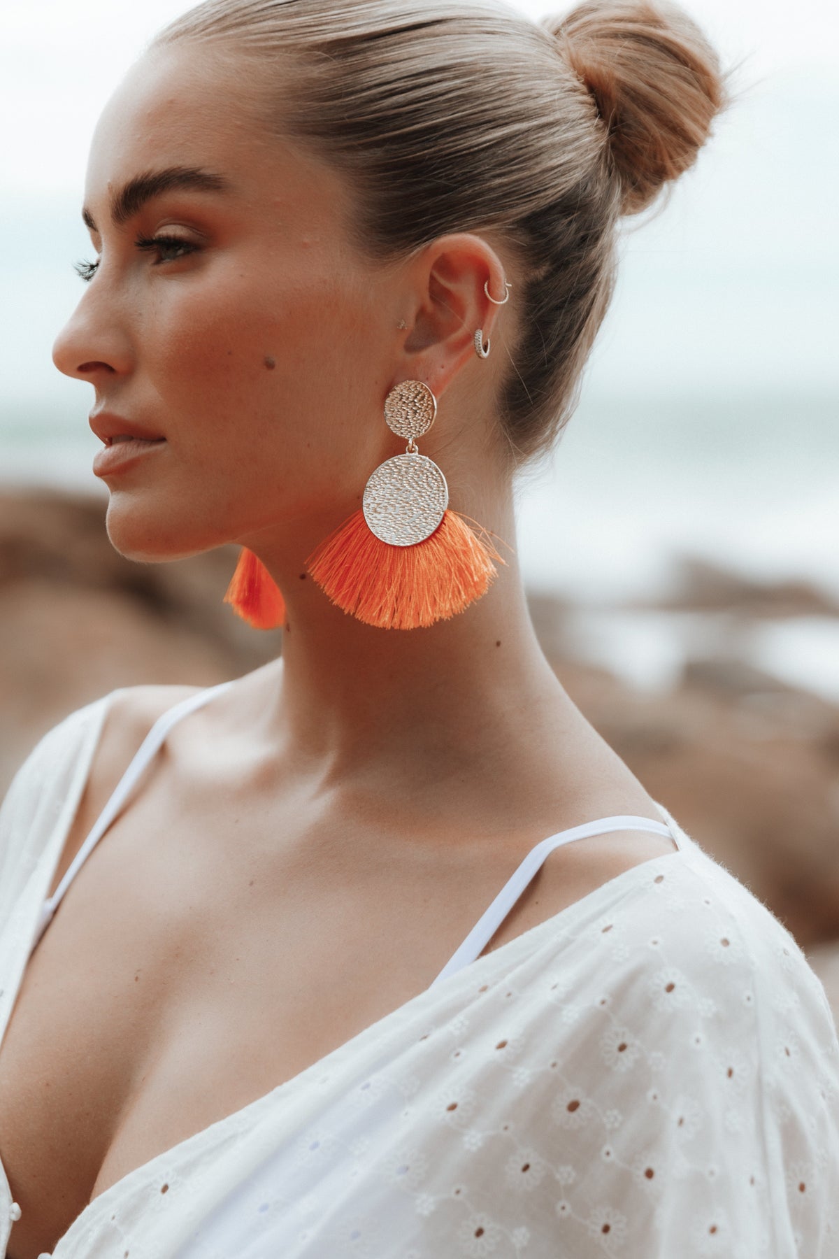 Eloise Tassel Earrings in Gold/Orange – view 1 of 4