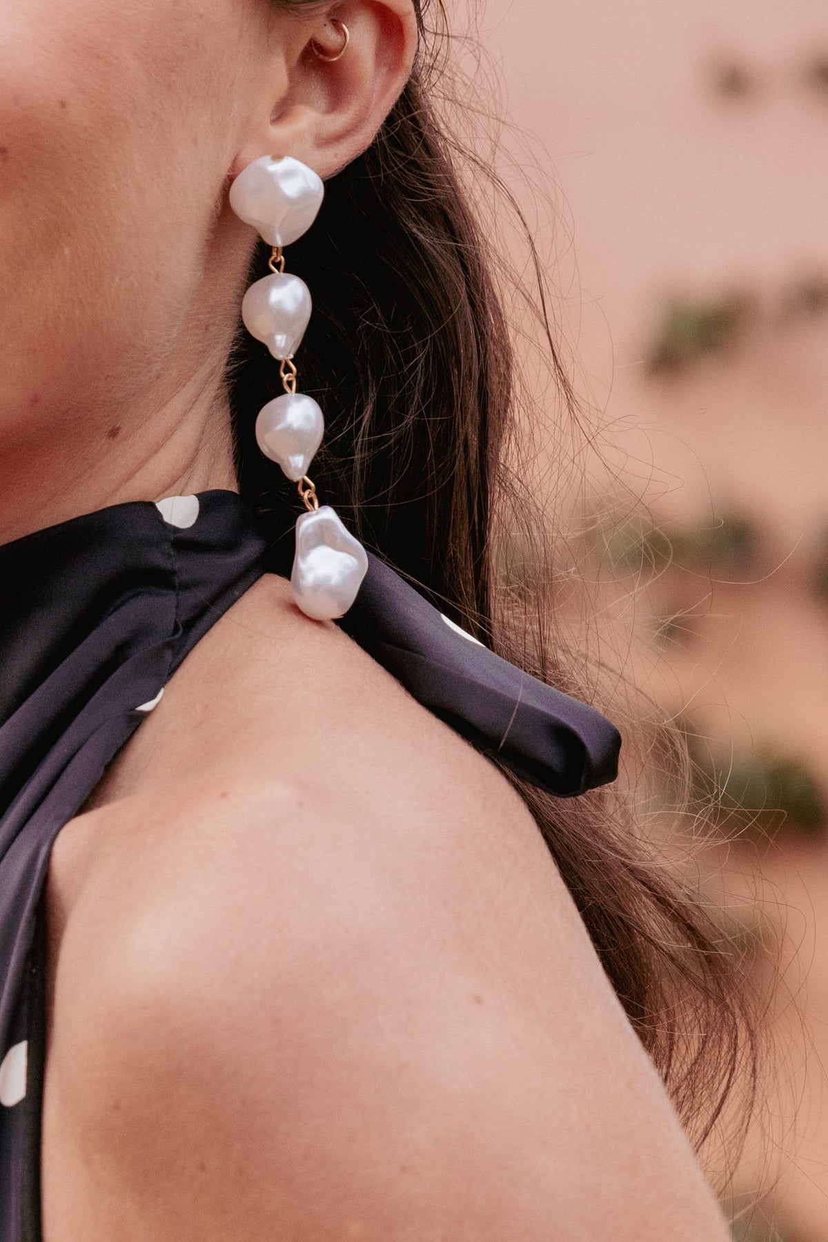 Elyse Drop Earrings in Pearl – view 4 of 4