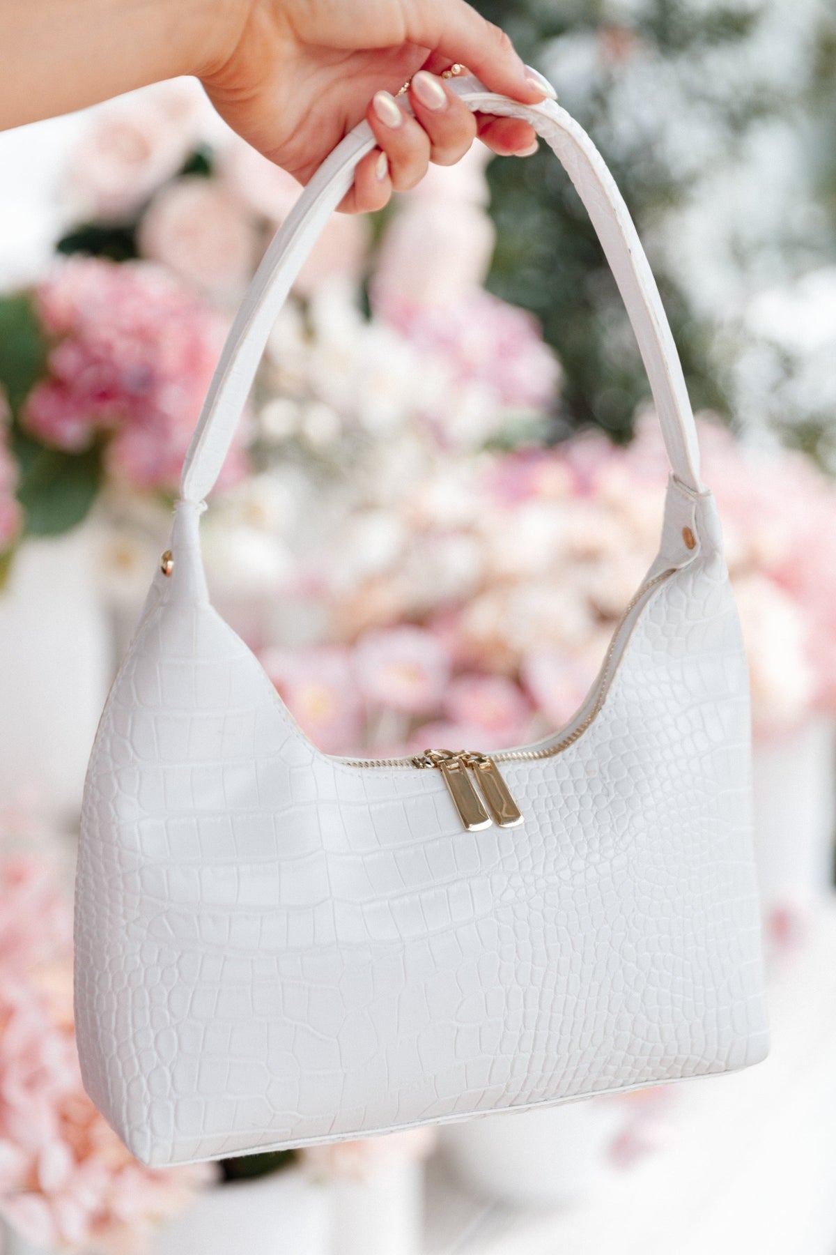Hunter Shoulder Bag in White Croc – view 1 of 3