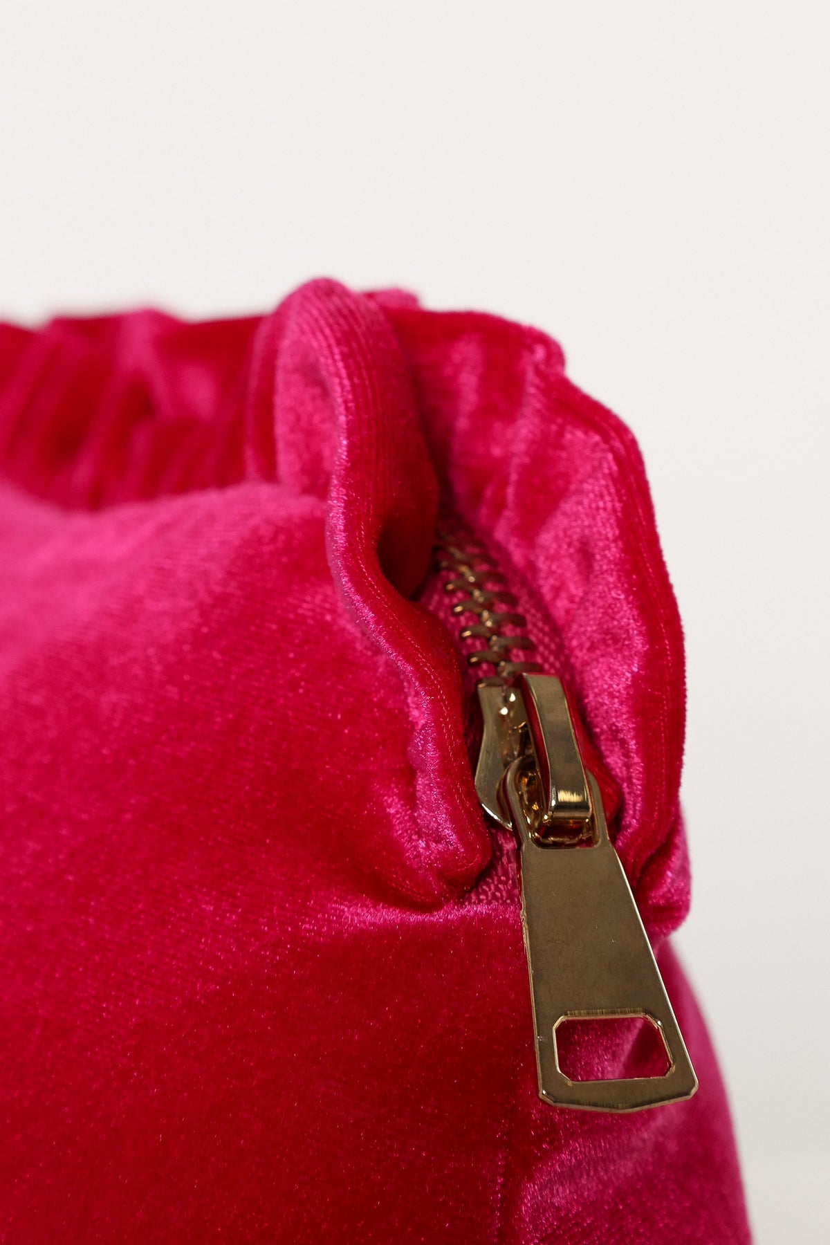 Large Velvet Ruffle Pouch in Magenta – view 3 of 4