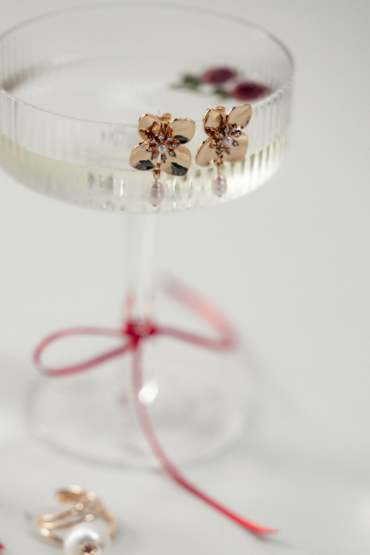 Trina Flower Earrings in Gold/Pearl – view 1 of 3