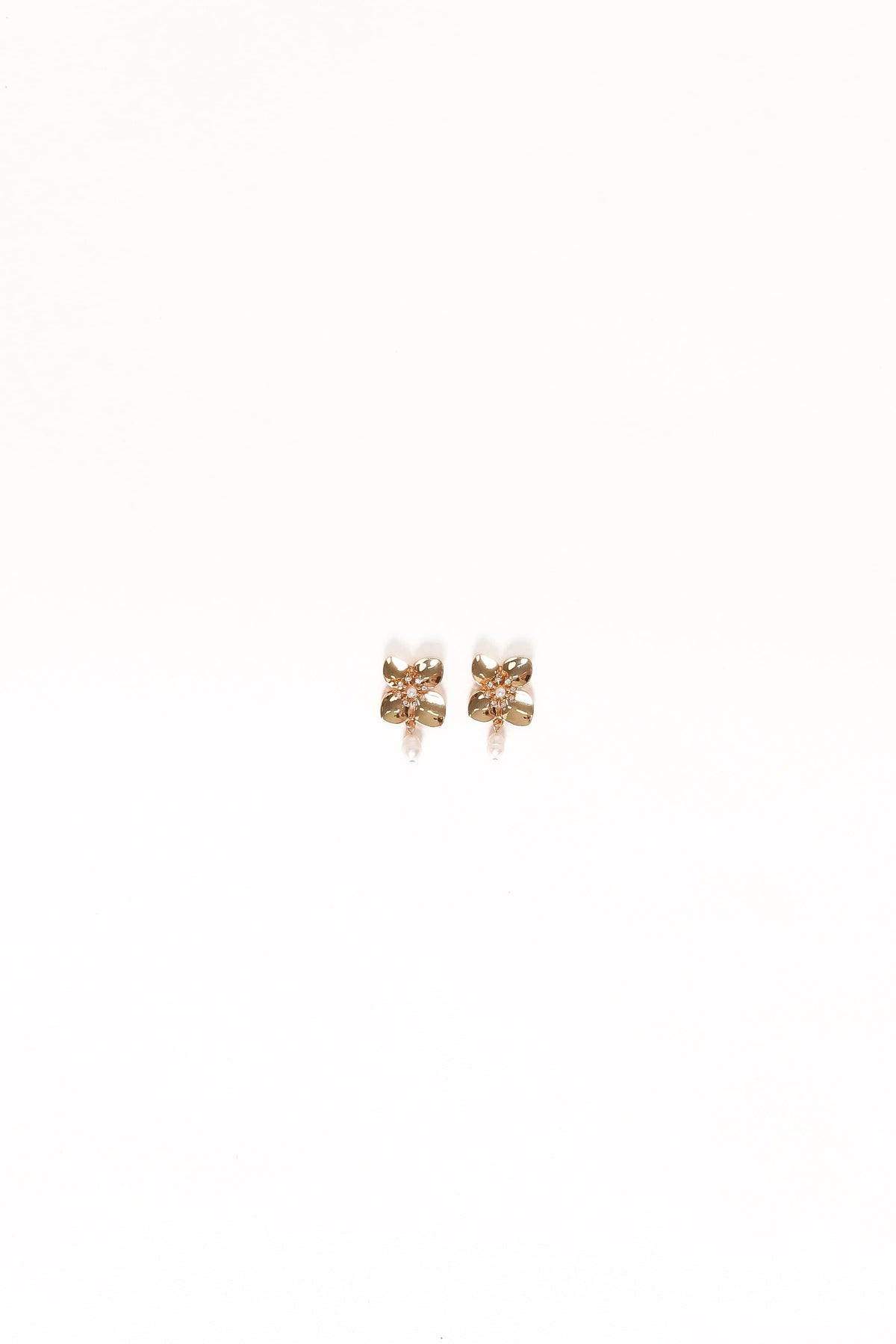 Trina Flower Earrings in Gold/Pearl – view 3 of 3