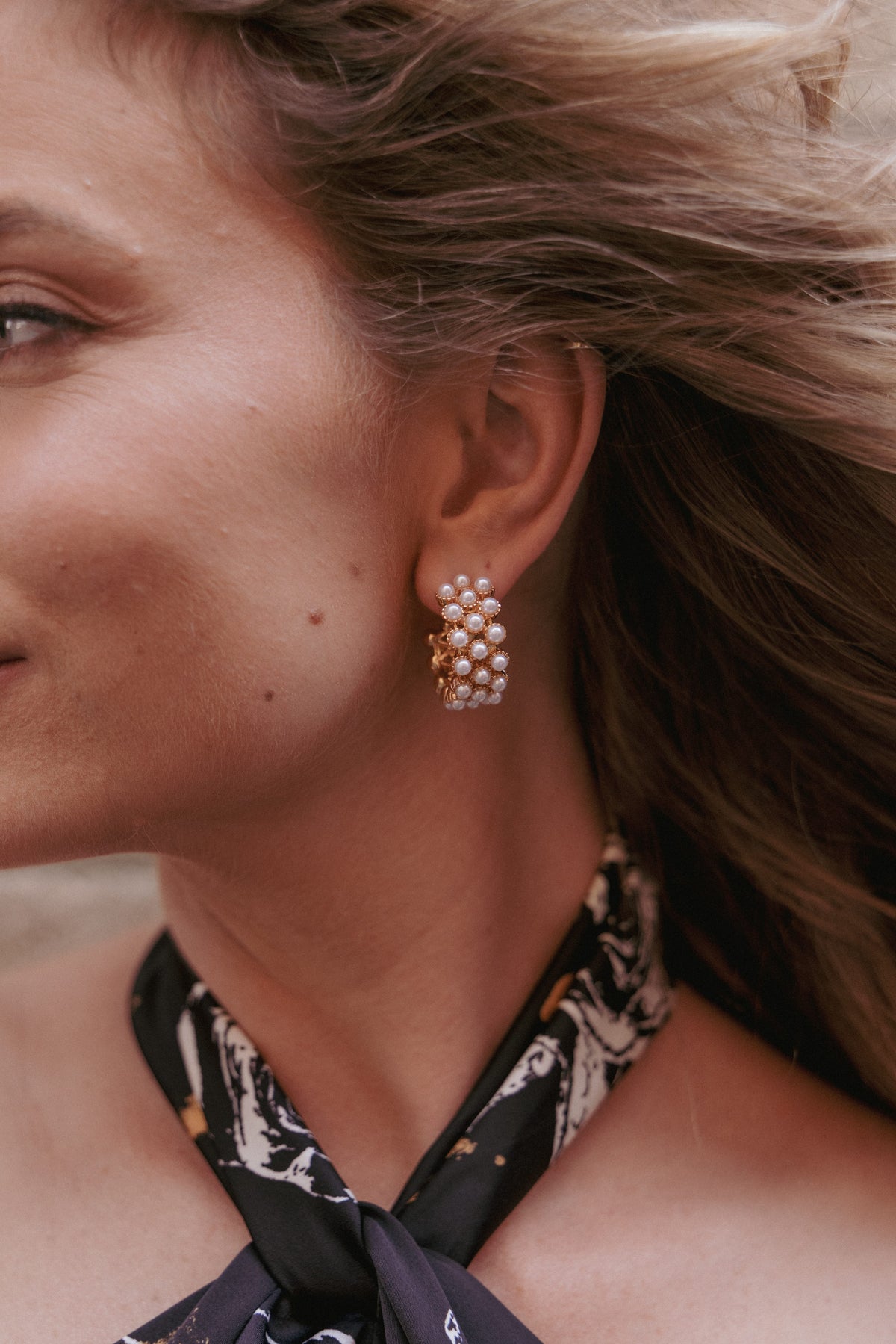 Ziva Earrings in Gold Pearl – view 1 of 3