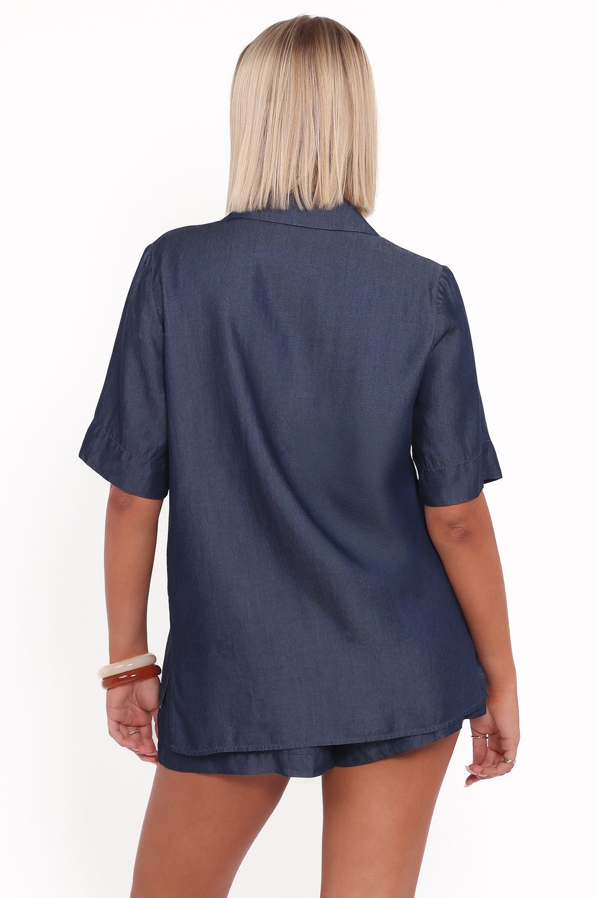 Aaliyah Chambray Shorts in Dark Wash – view 6 of 7
