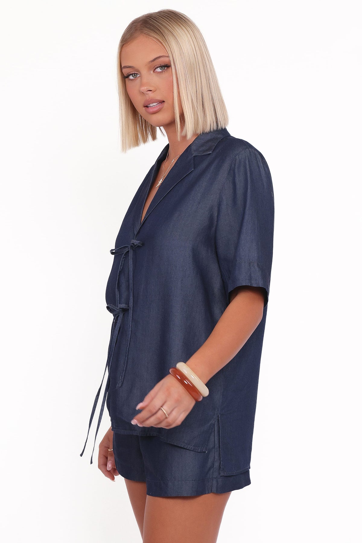 Aaliyah Chambray Shorts in Dark Wash – view 5 of 7