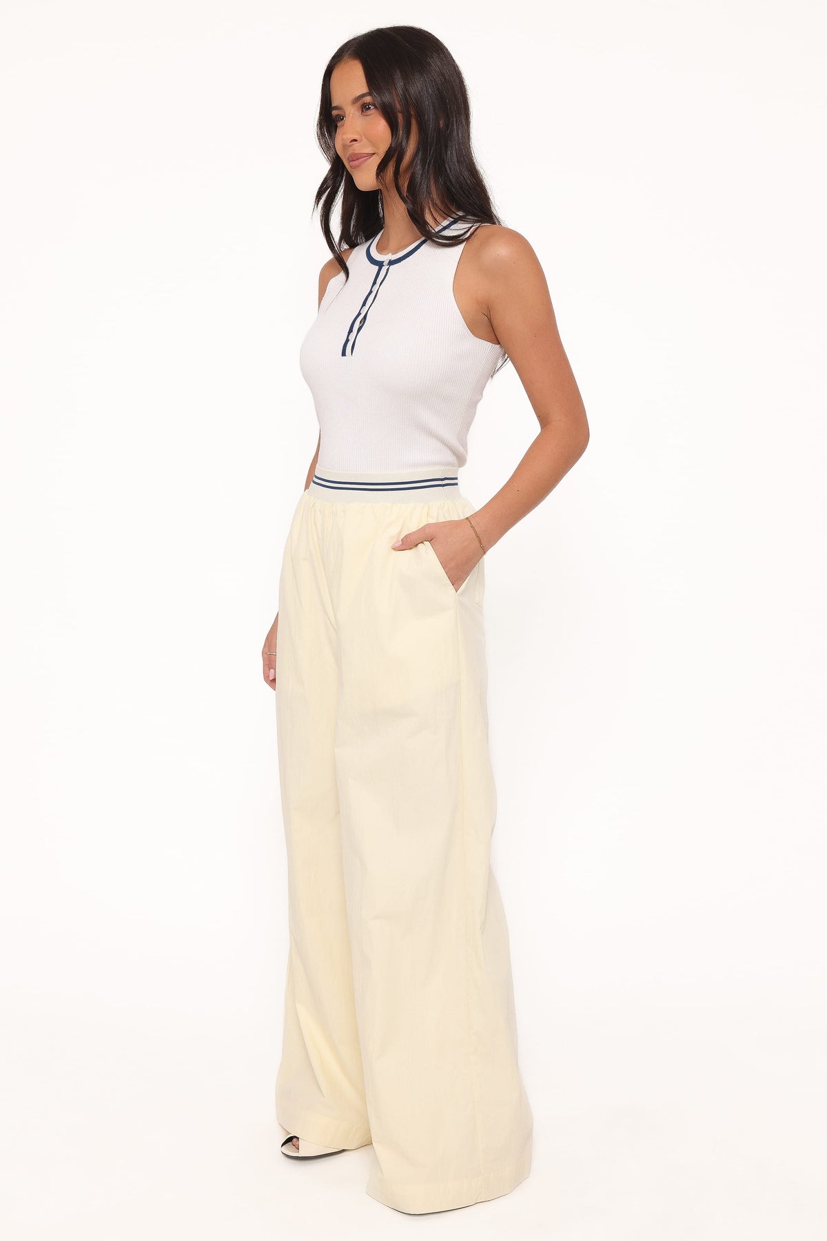 Adam Wide Leg Pant in Pale Yellow – view 4 of 9