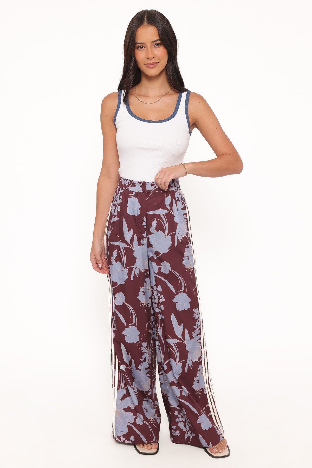Aine Wide Leg Tailored Pant in Burgundy Floral – view 6 of 8