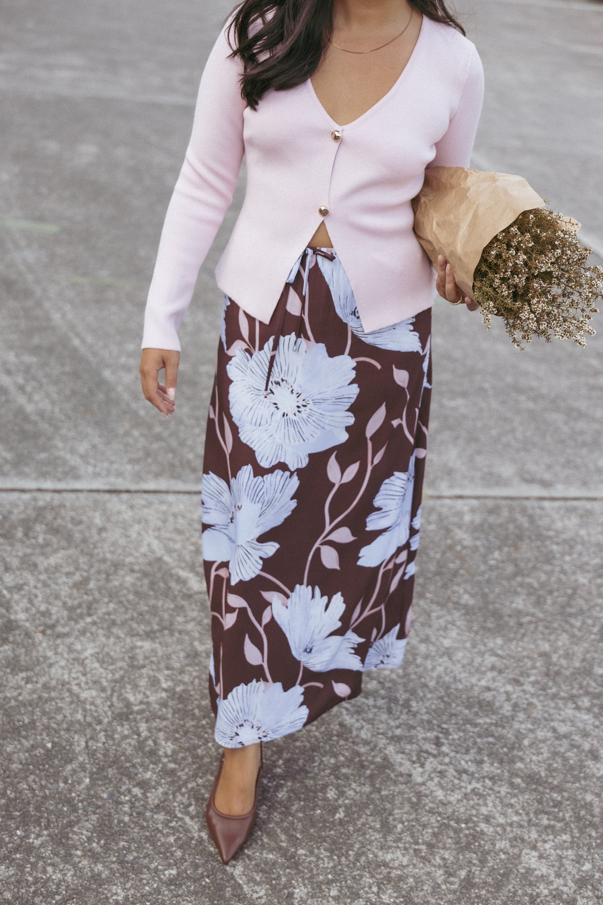 Angie Midi Skirt in Blue Poppies – view 7 of 8