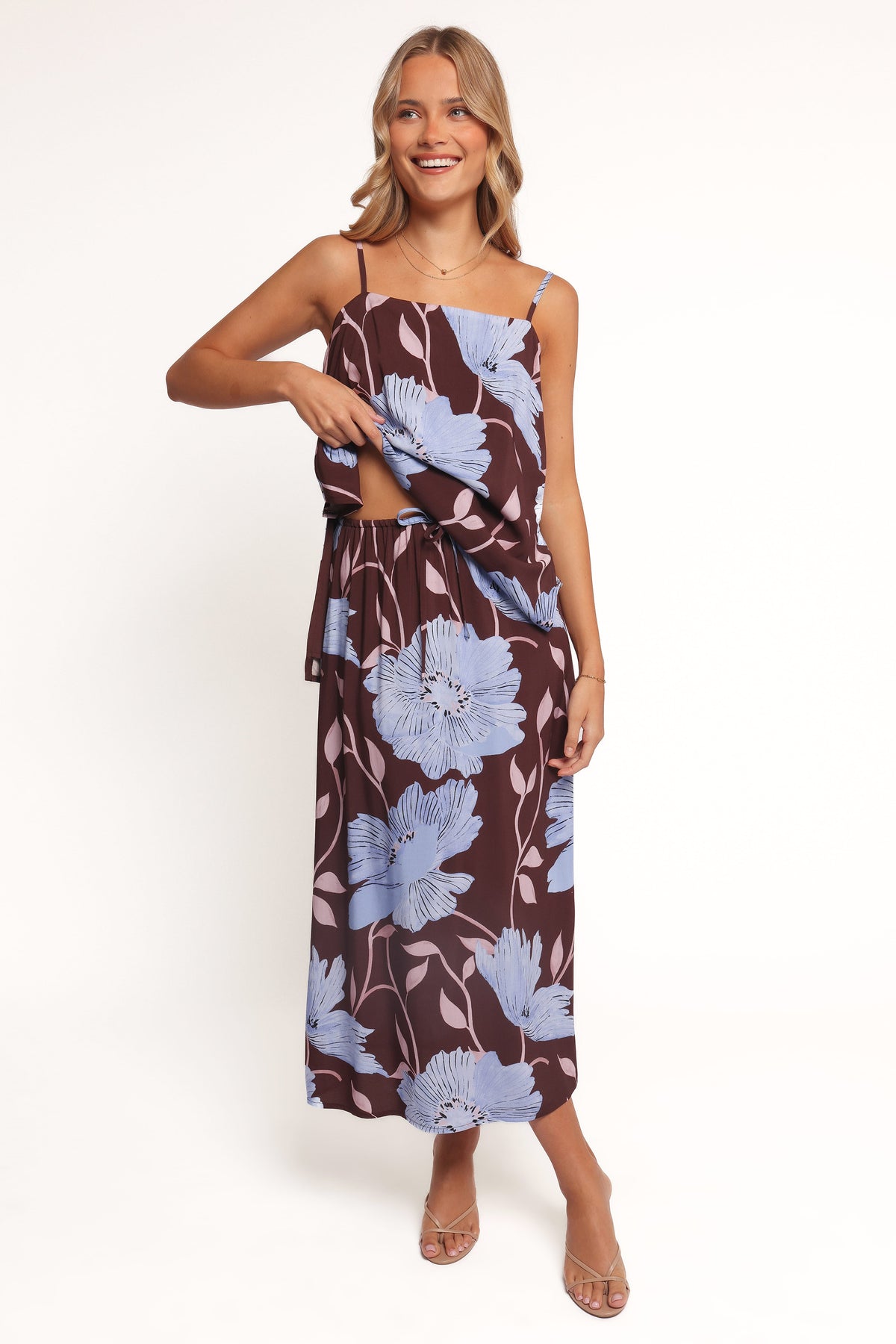 Angie Midi Skirt in Blue Poppies – view 6 of 8