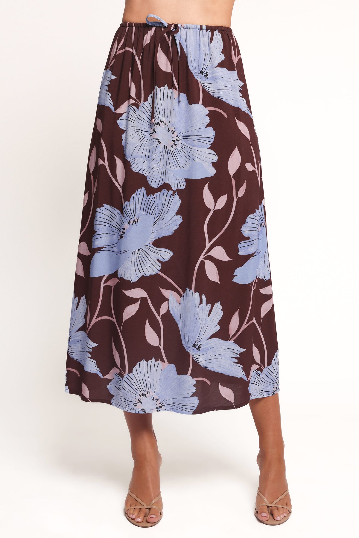 Angie Midi Skirt in Blue Poppies – view 2 of 8