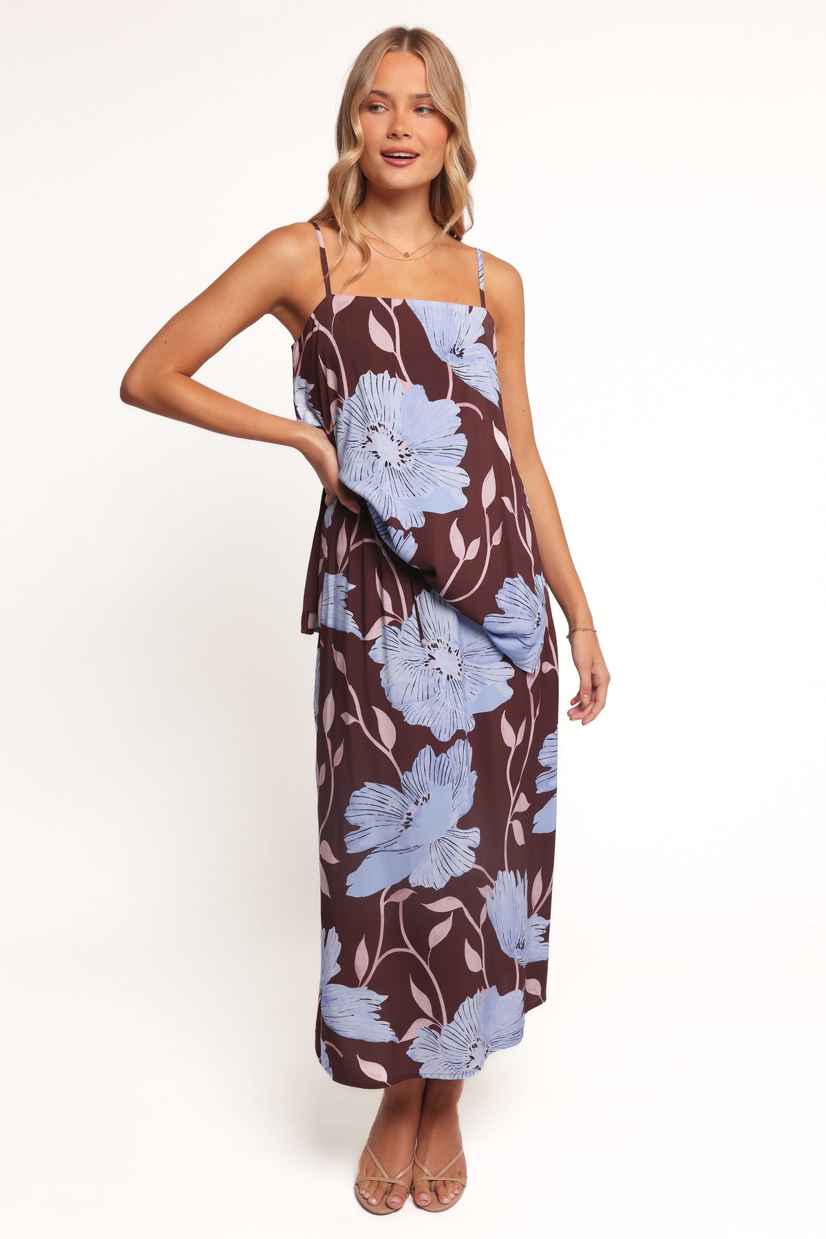 Angie Midi Skirt in Blue Poppies – view 3 of 8