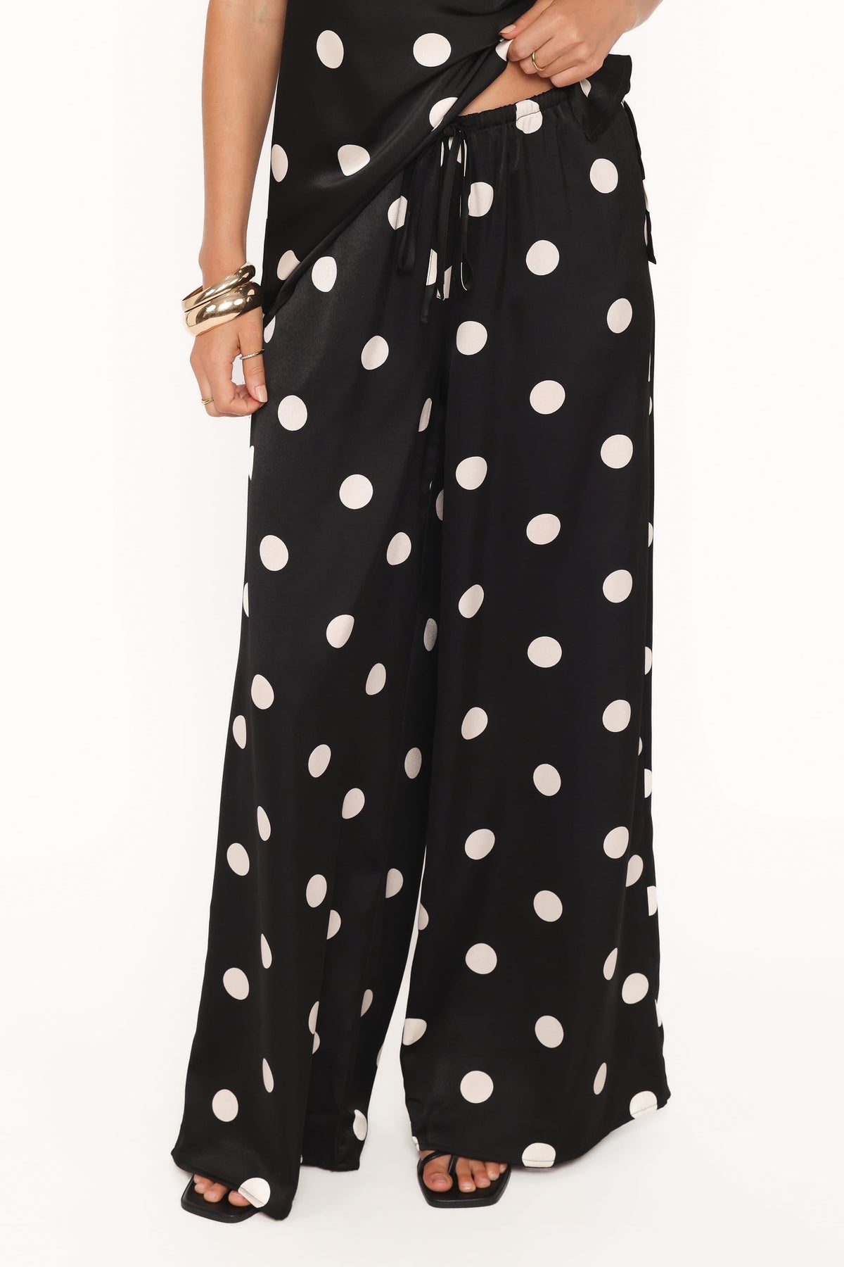 Belinda Drawstring Pant in Black/Cream – view 2 of 6