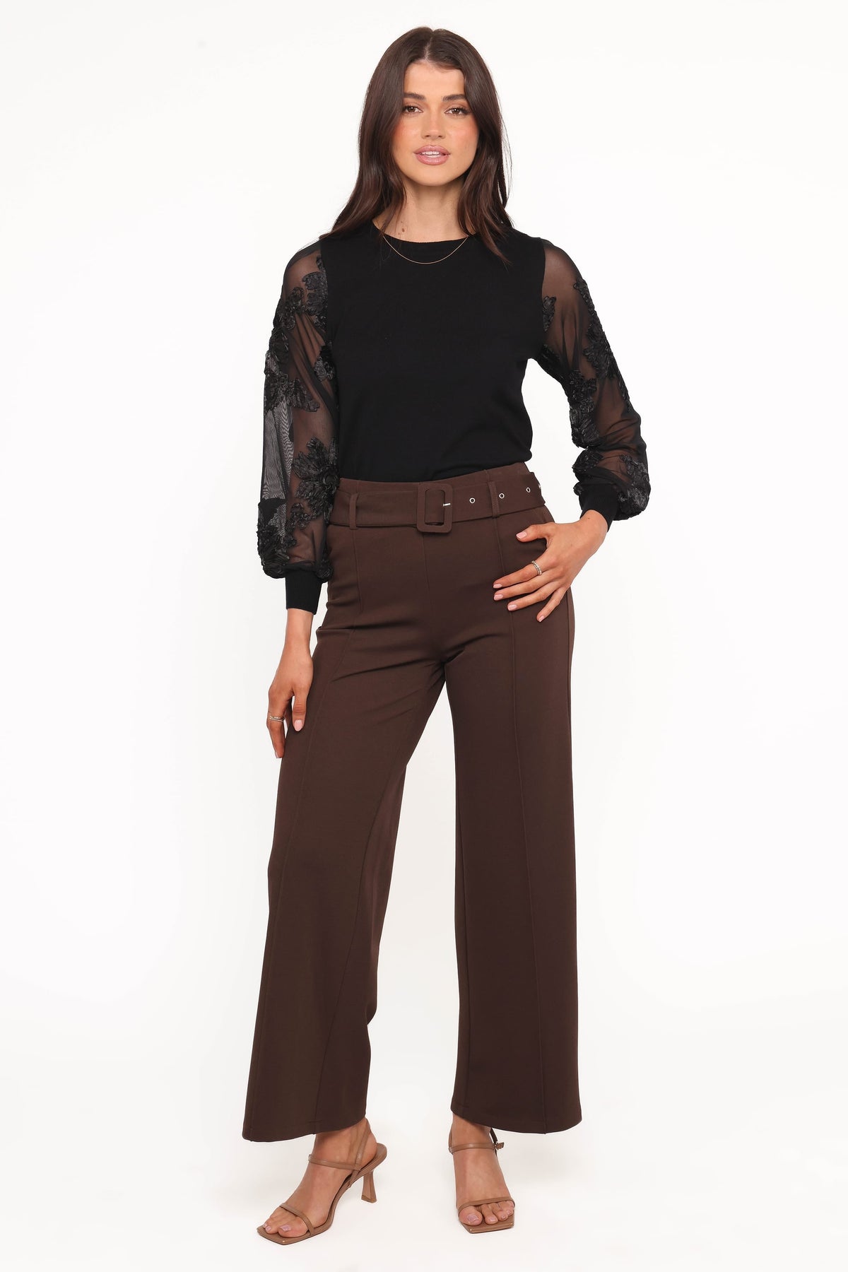 Benton Belted Pant in Brown – view 1 of 5