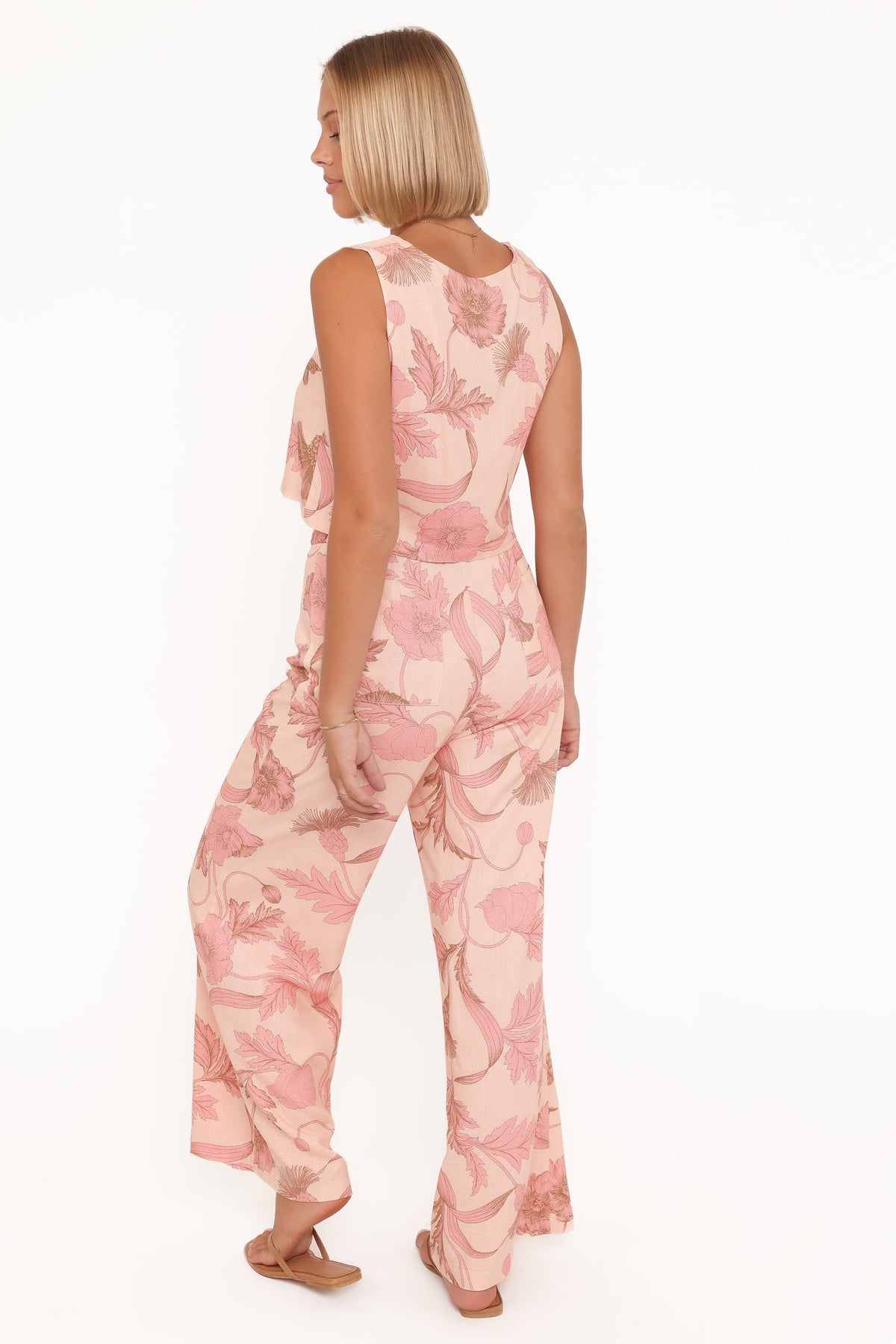 Brayden Wide Leg Linen Pant in Pink Floral – view 5 of 7