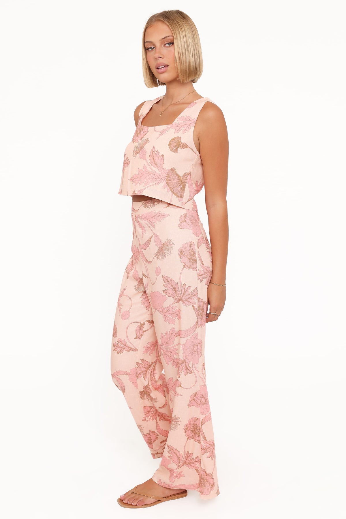 Brayden Wide Leg Linen Pant in Pink Floral – view 4 of 7