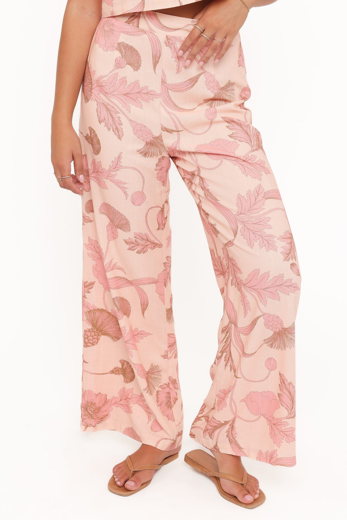 Brayden Wide Leg Linen Pant in Pink Floral – view 3 of 7