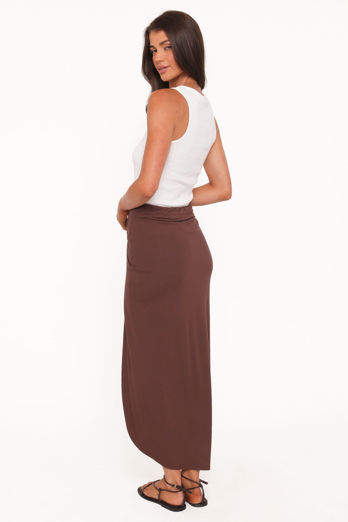 Cassandra Sarong Skirt in Dark Brown – view 4 of 5