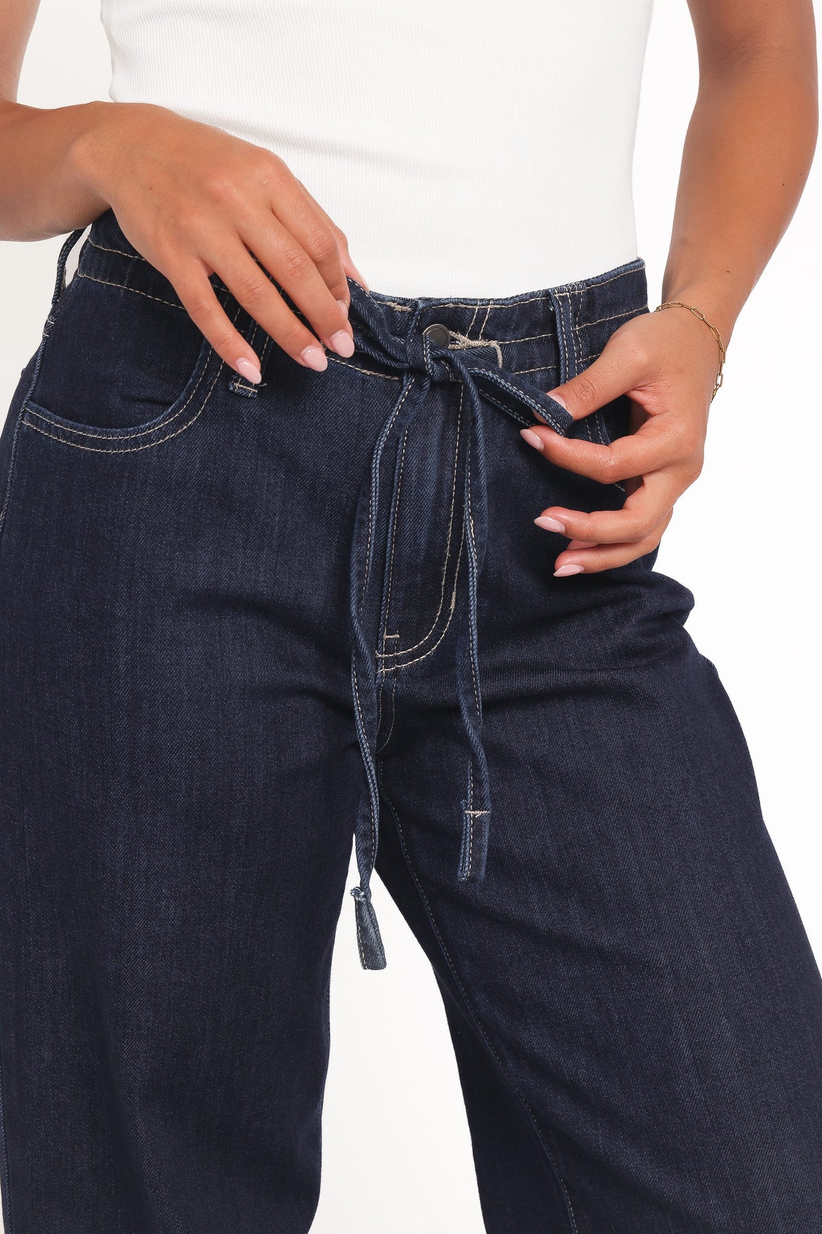 Clover Drawstring Wide Leg Jeans in Dark Wash – view 5 of 6