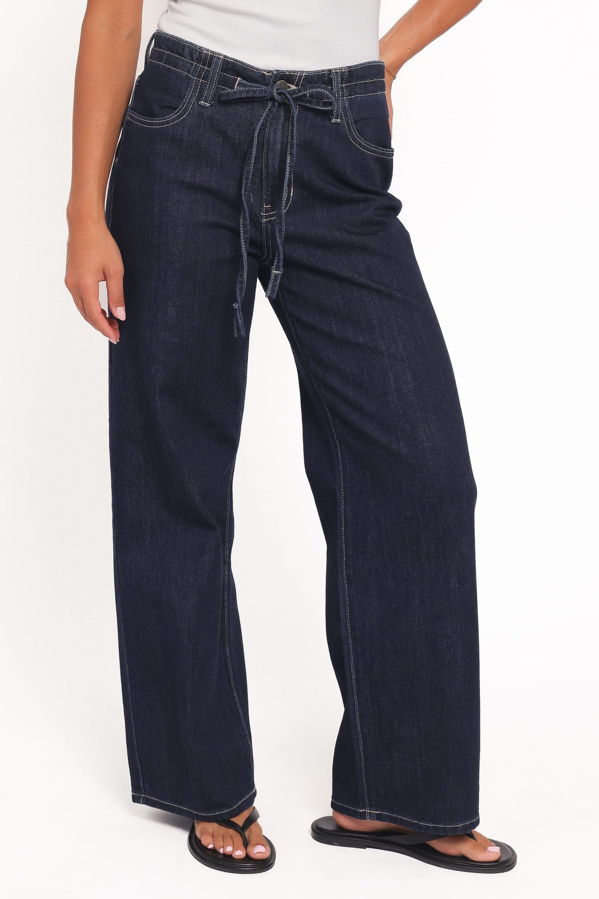 Clover Drawstring Wide Leg Jeans in Dark Wash – view 2 of 6