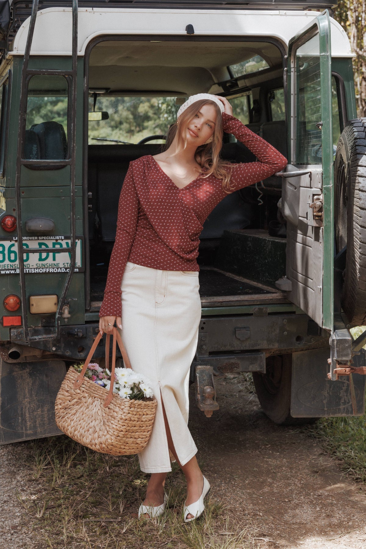 Dana Denim Midi Skirt in Bone – view 8 of 8