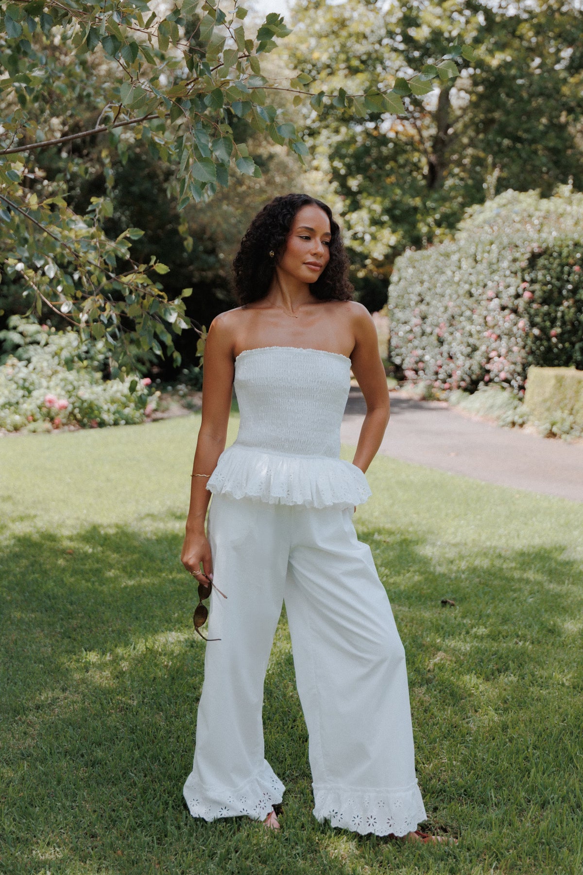 Eliska Frill Hem Pant in White – view 8 of 8