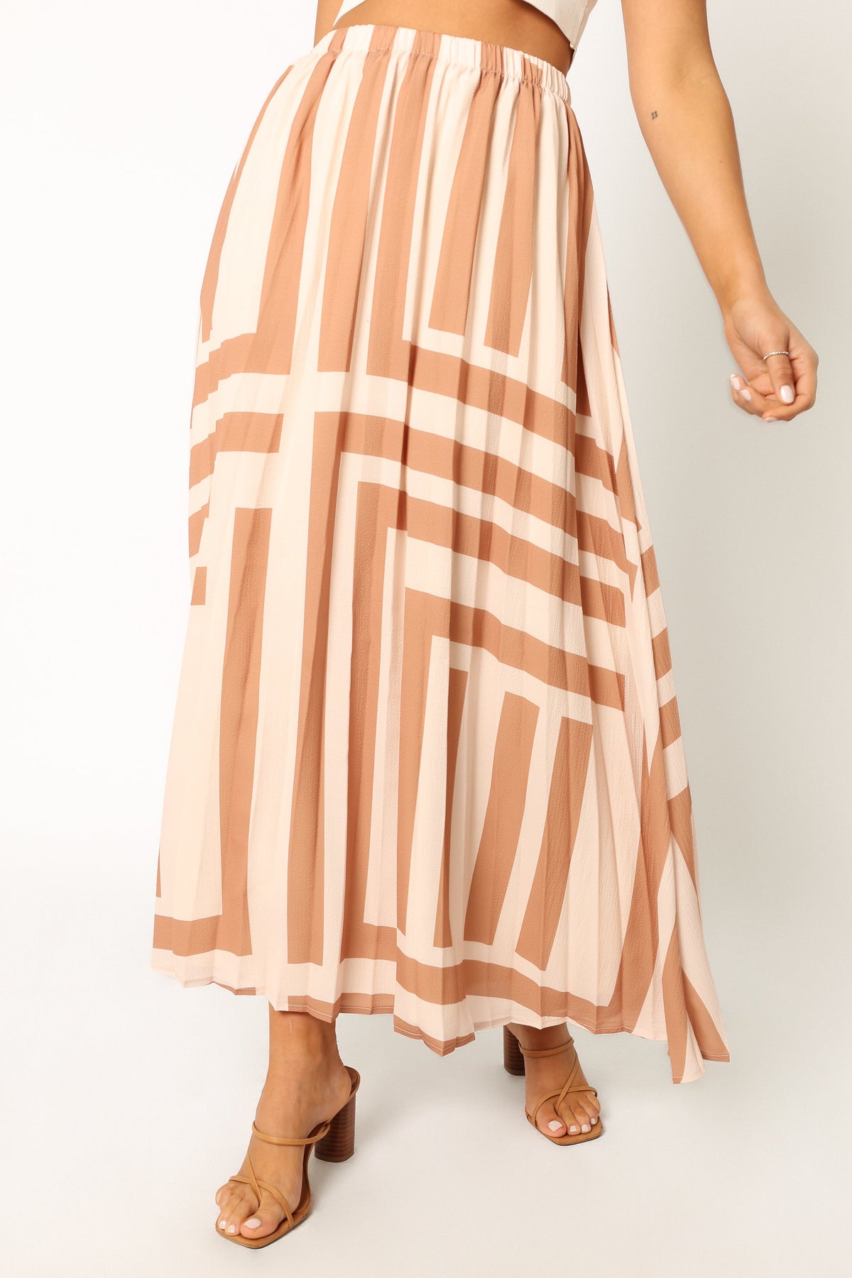 Elke Pleat Midi Skirt in Tan – view 5 of 9