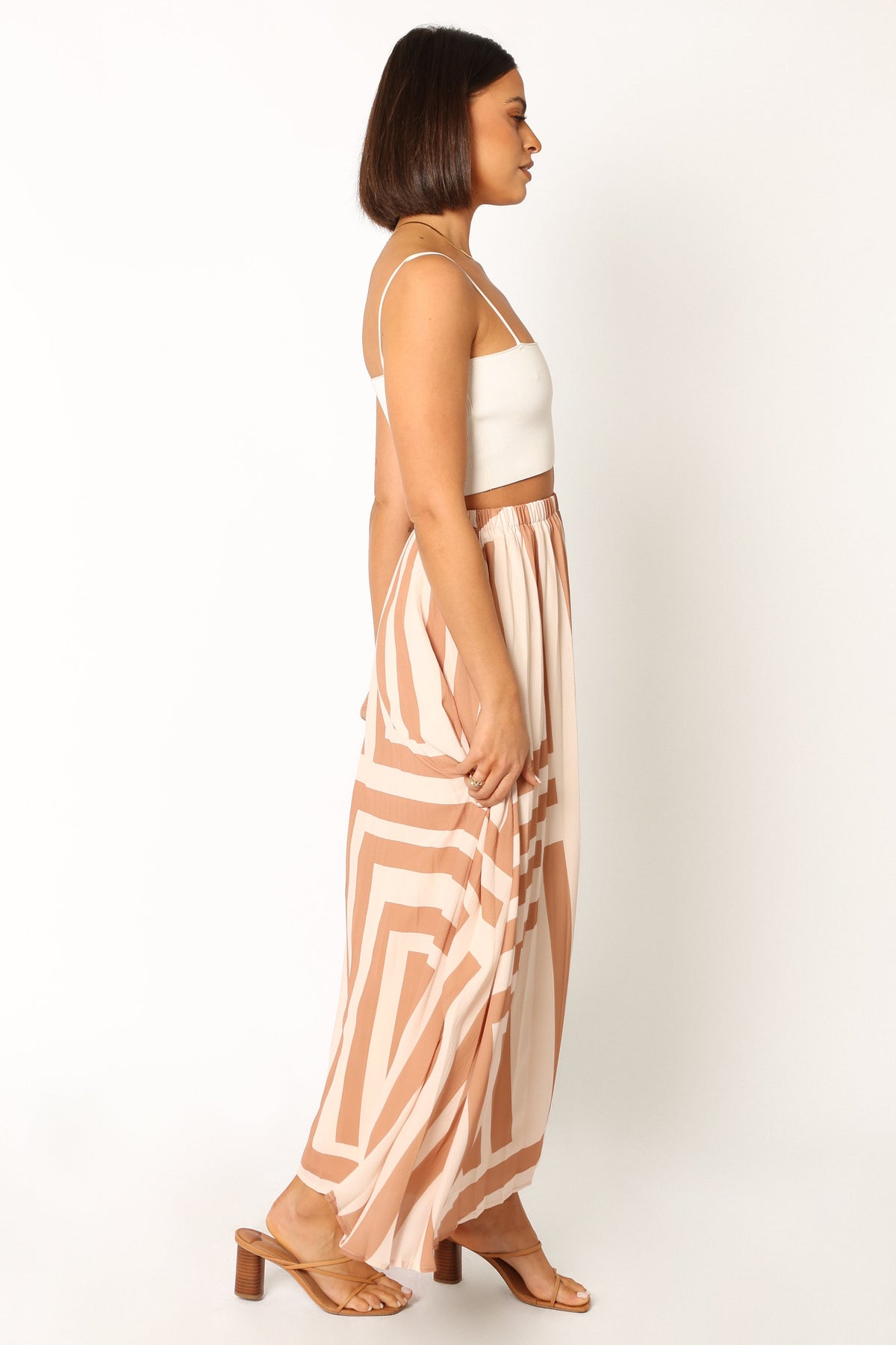Elke Pleat Midi Skirt in Tan – view 9 of 9