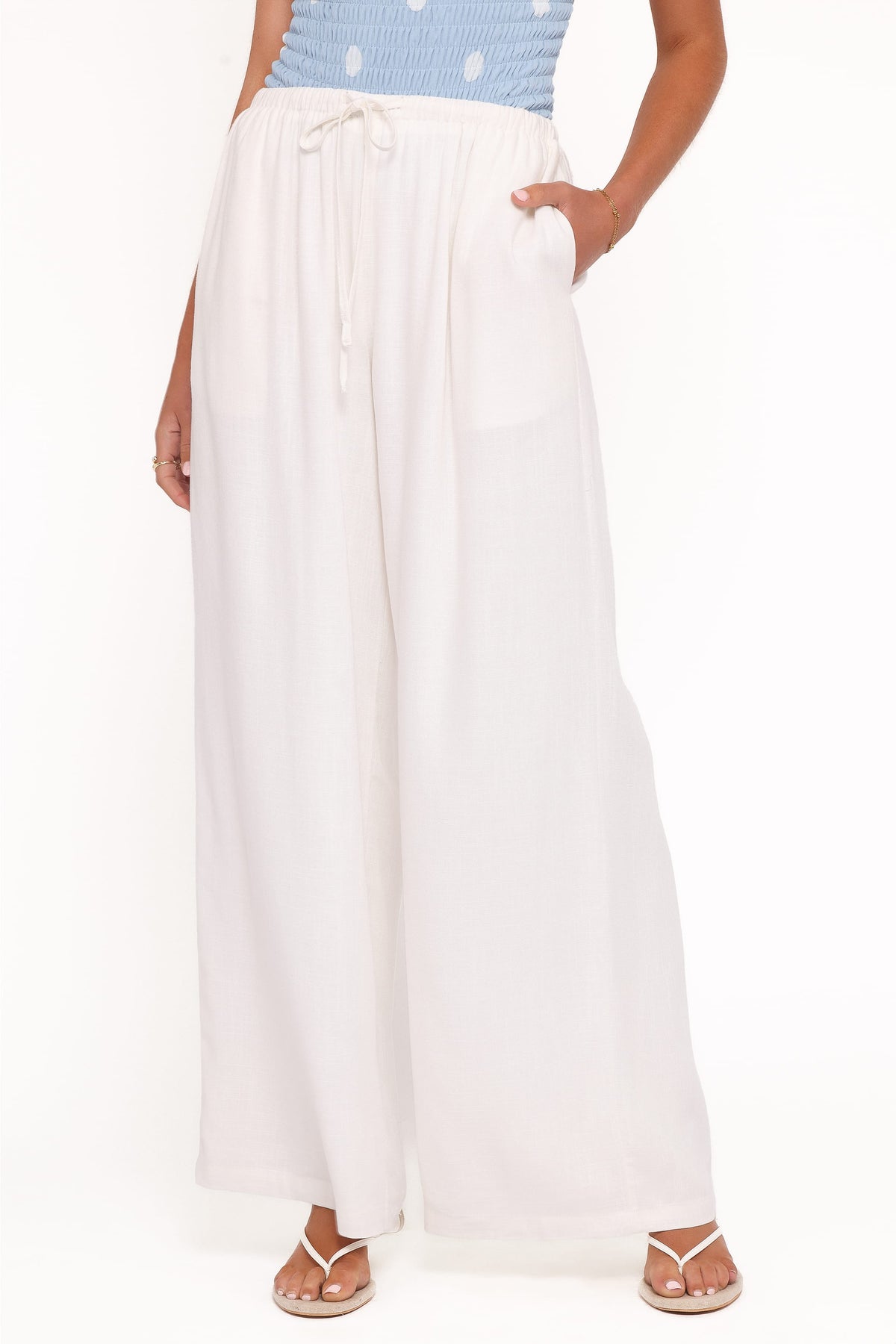 Elowen Wide Leg Pants in White – view 3 of 8