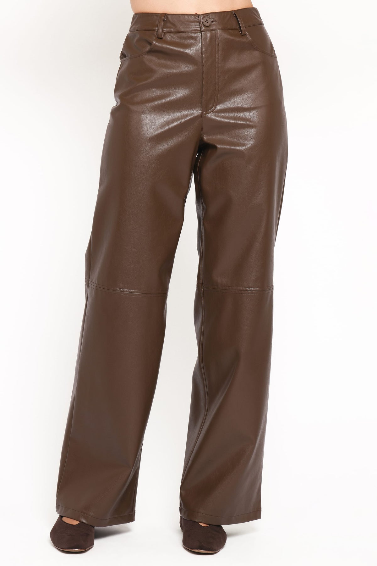 Emer Leather Pant in Chocolate Brown – view 2 of 6