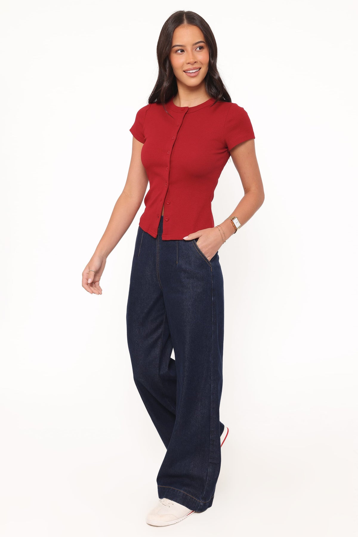 Evandra Straight Leg Denim Trouser Pant in Indigo – view 3 of 7